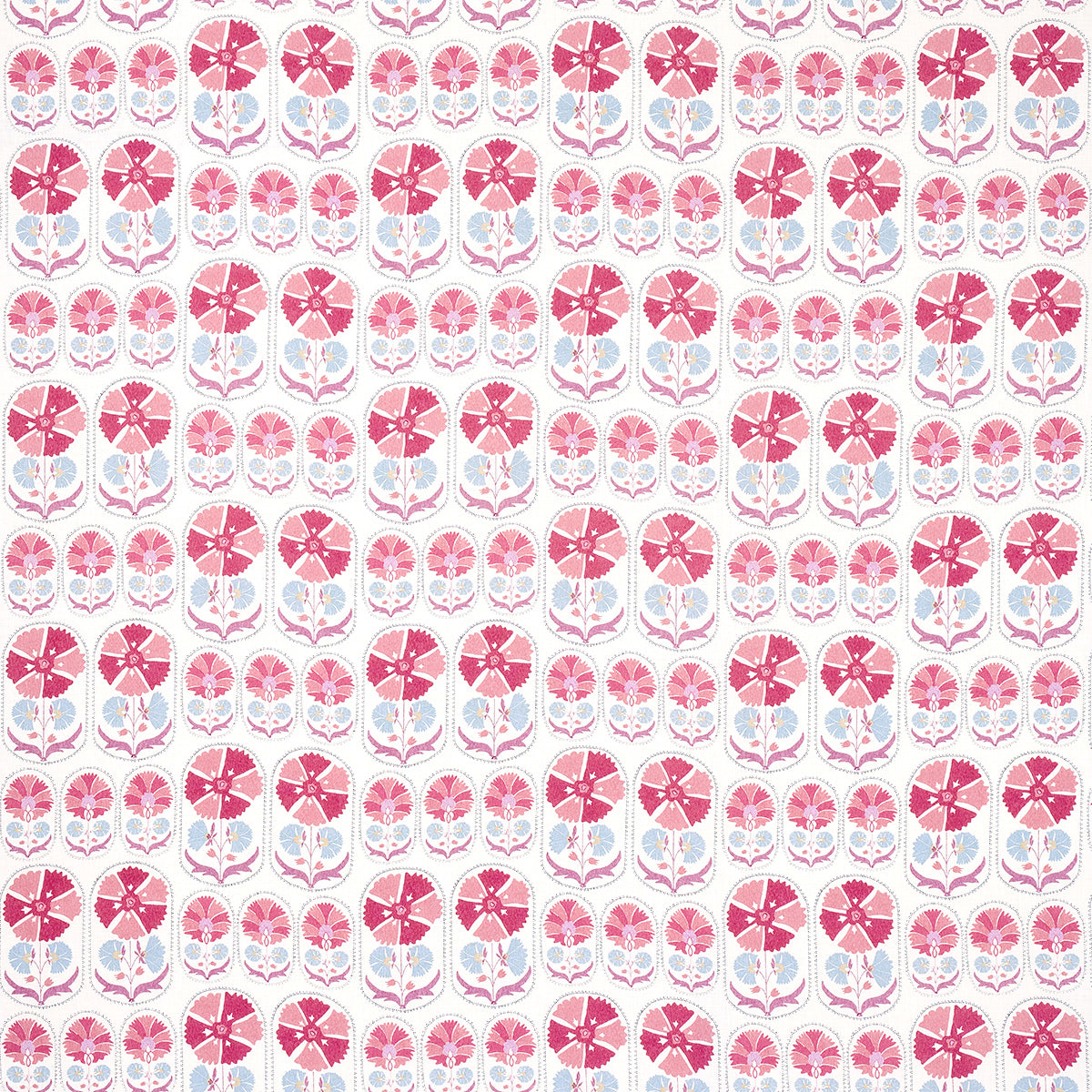 Anjuna Floral Linen Print fabric in mulberry color - pattern number 180480 - by Schumacher in the Bohemia collection