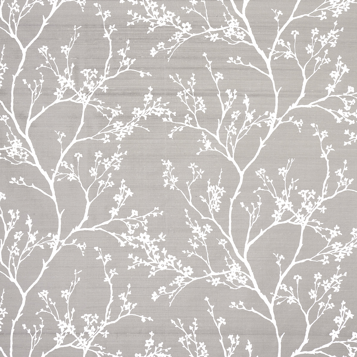 Twiggy Silk fabric in pewter color - pattern number 180502 - by Schumacher in the Moon River collection