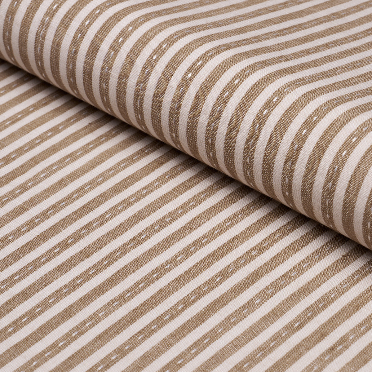 Mathis Ticking Stripe fabric in flax color - pattern number 180594 - by Schumacher in the A Country Life collection