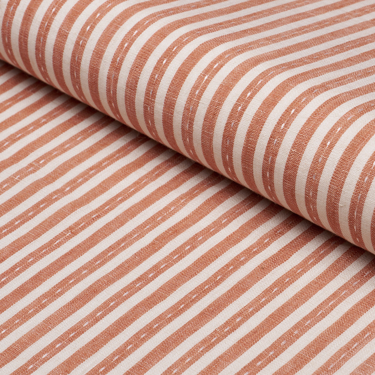 Mathis Ticking Stripe fabric in spice color - pattern number 180595 - by Schumacher in the A Country Life collection