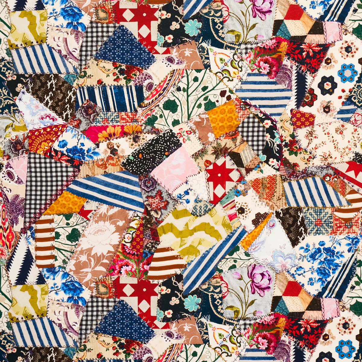 Hotch Potch Crazy Quilt fabric in document color - pattern number 180650 - by Schumacher in the Johnson Hartig collection