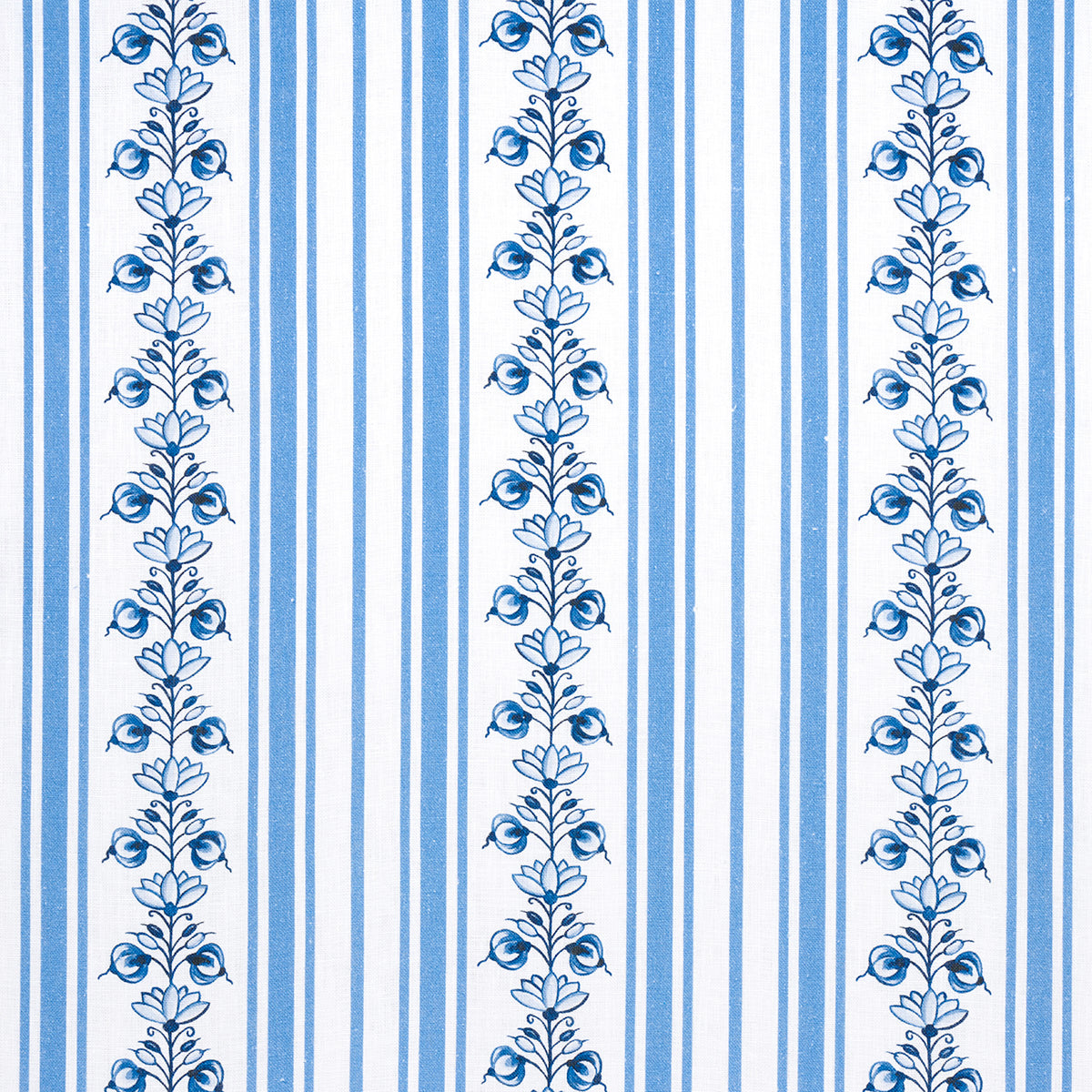 Delft Stripe fabric in cornflower blue color - pattern number 180660 - by Schumacher in the Marie-Anne Oudejans collection