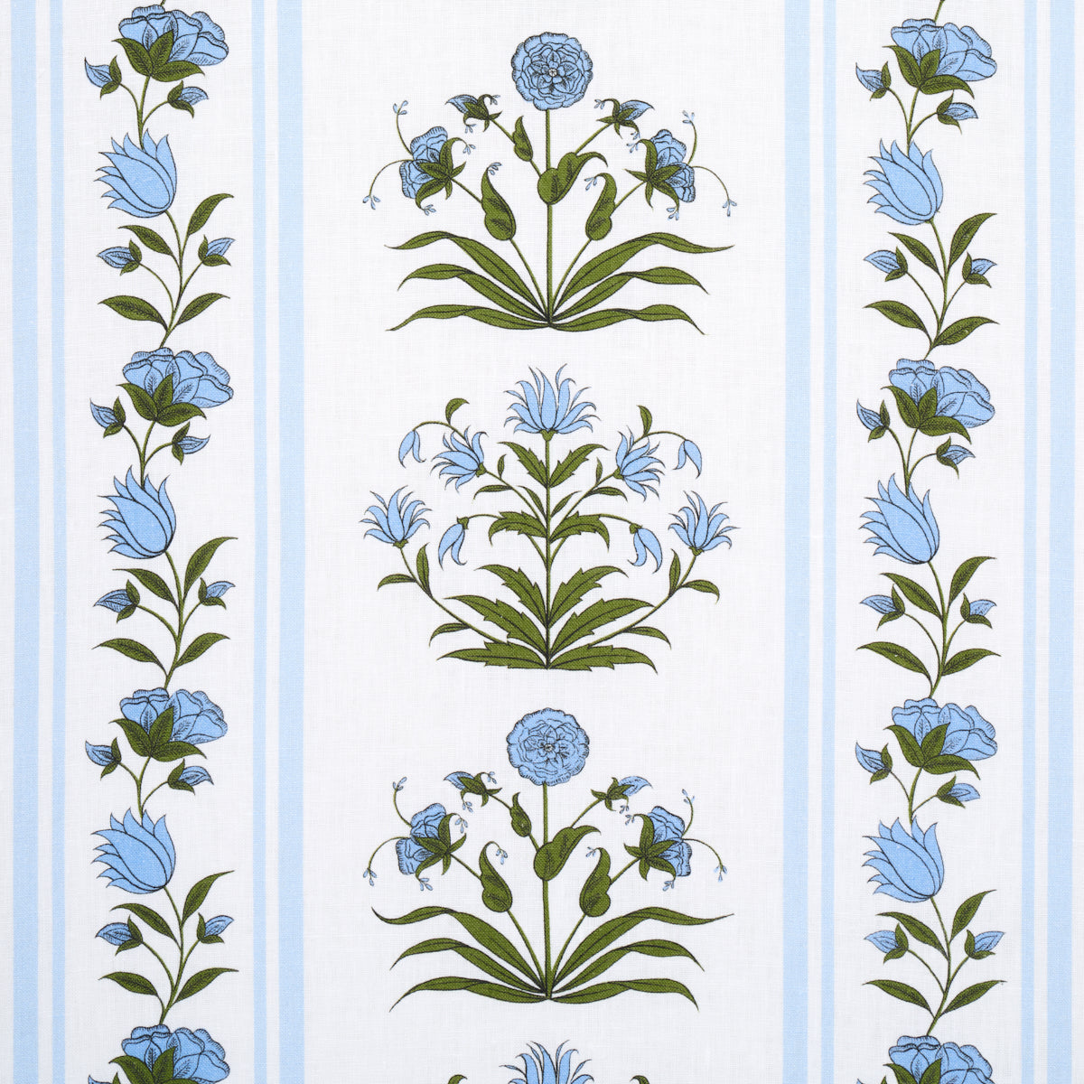 Royal Poppy Stripe fabric in sky color - pattern number 180670 - by Schumacher in the Marie-Anne Oudejans collection