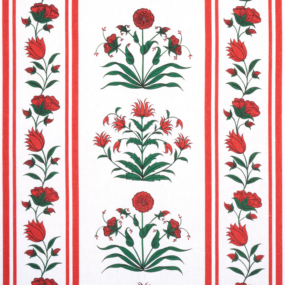 Royal Poppy Stripe fabric in red color - pattern number 180671 - by Schumacher in the Marie-Anne Oudejans collection