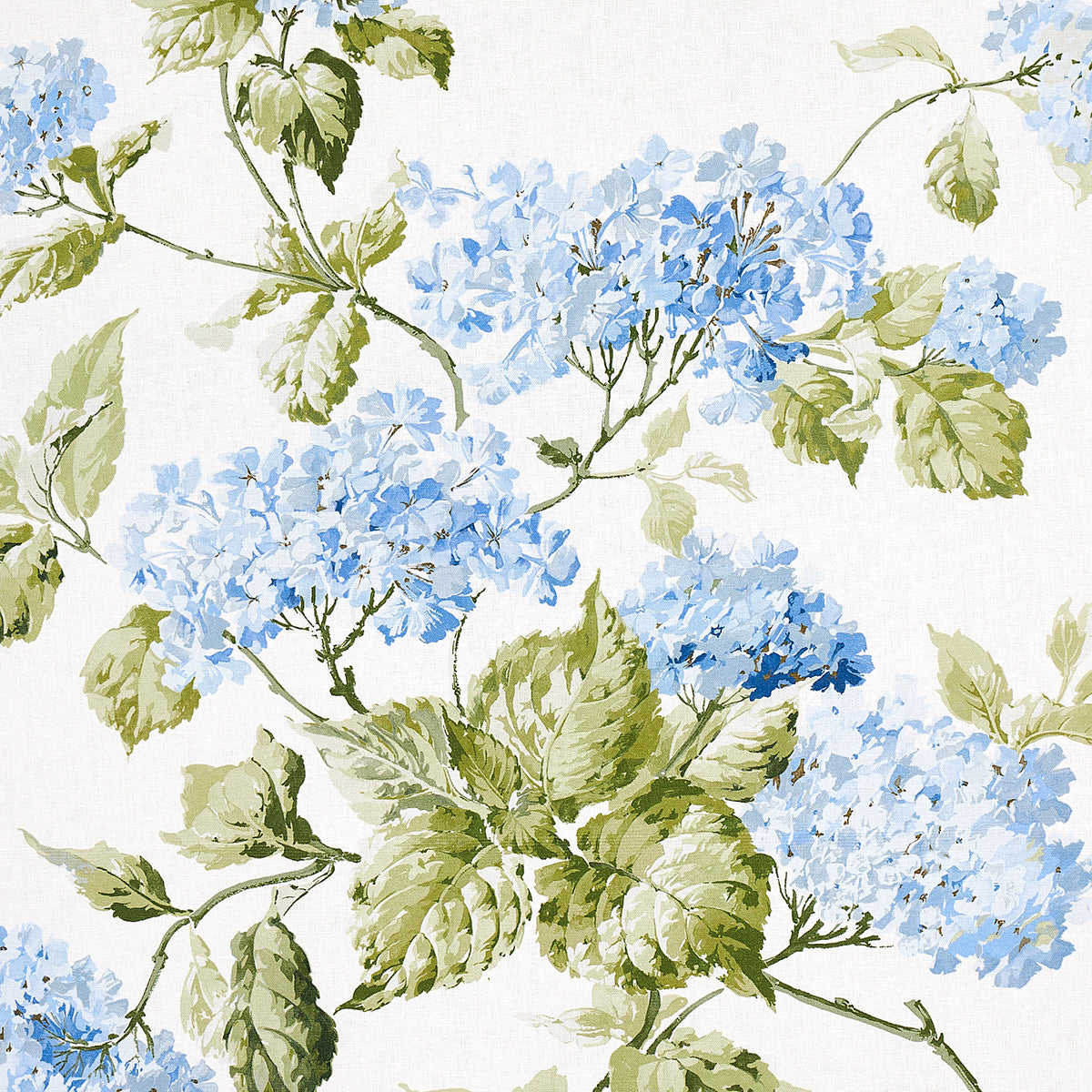 Summer Hydrangea fabric in blue hydrangea color - pattern number 180822 - by Schumacher in the New Old-Fashioned collection