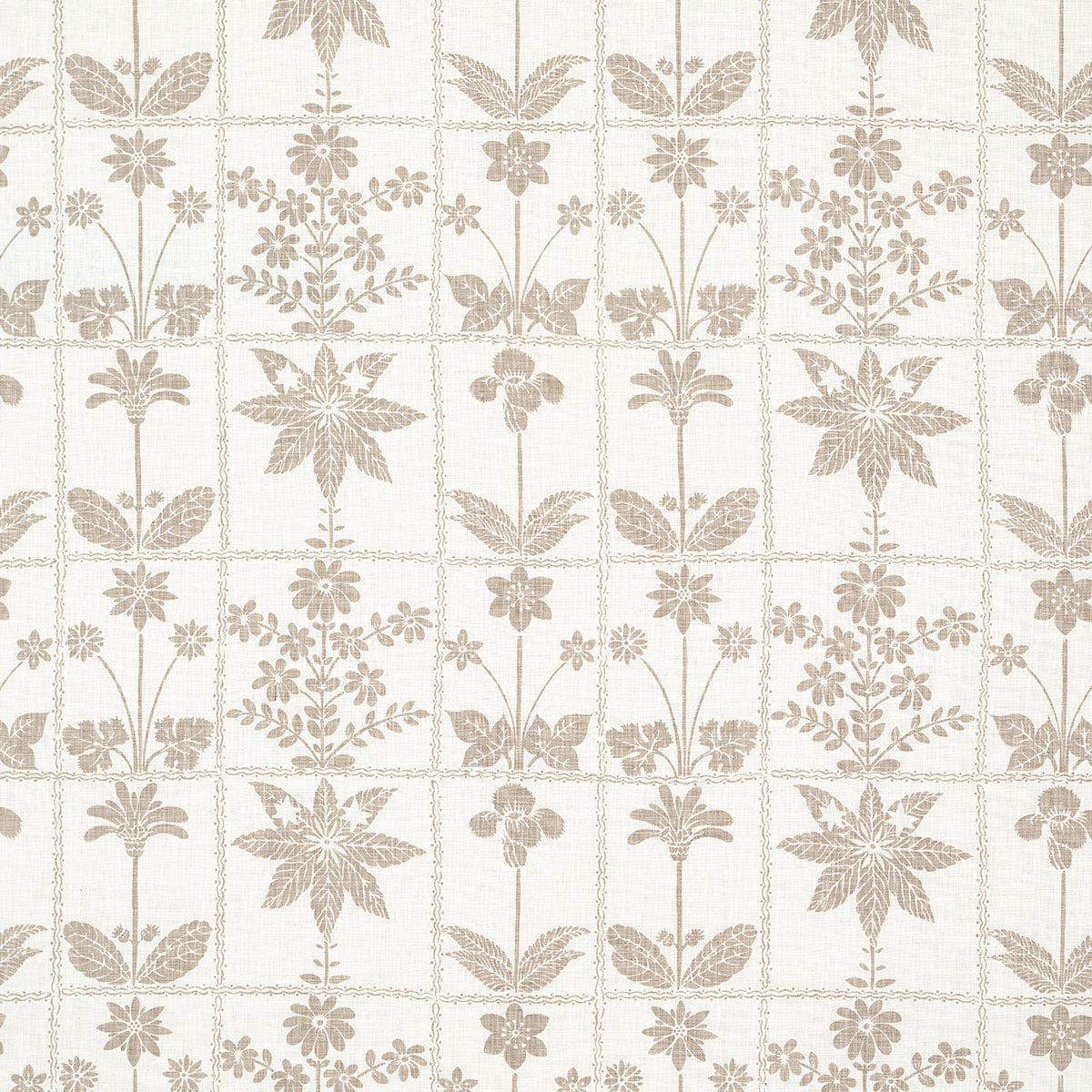 Georgia Wildflowers fabric in neutral color - pattern number 180891 - by Schumacher in the Folly Cove collection
