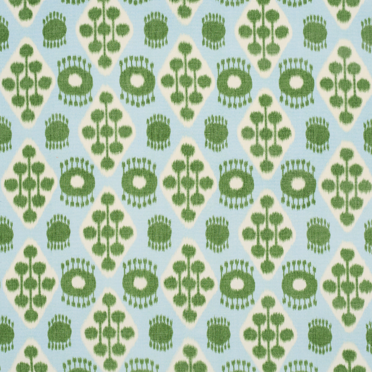Hamilton Ikat fabric in blue and leaf color - pattern number 181300 - by Schumacher in the Ikat Collection collection