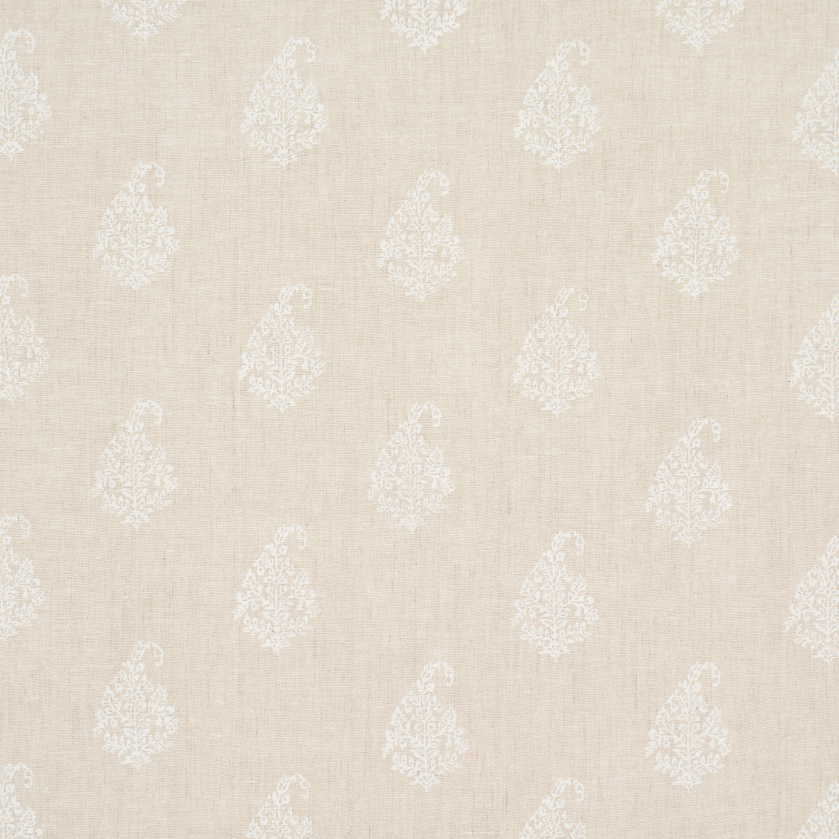 Kerala Paisley fabric in white on neutral color - pattern number 181350 - by Schumacher in the Jacaranda collection
