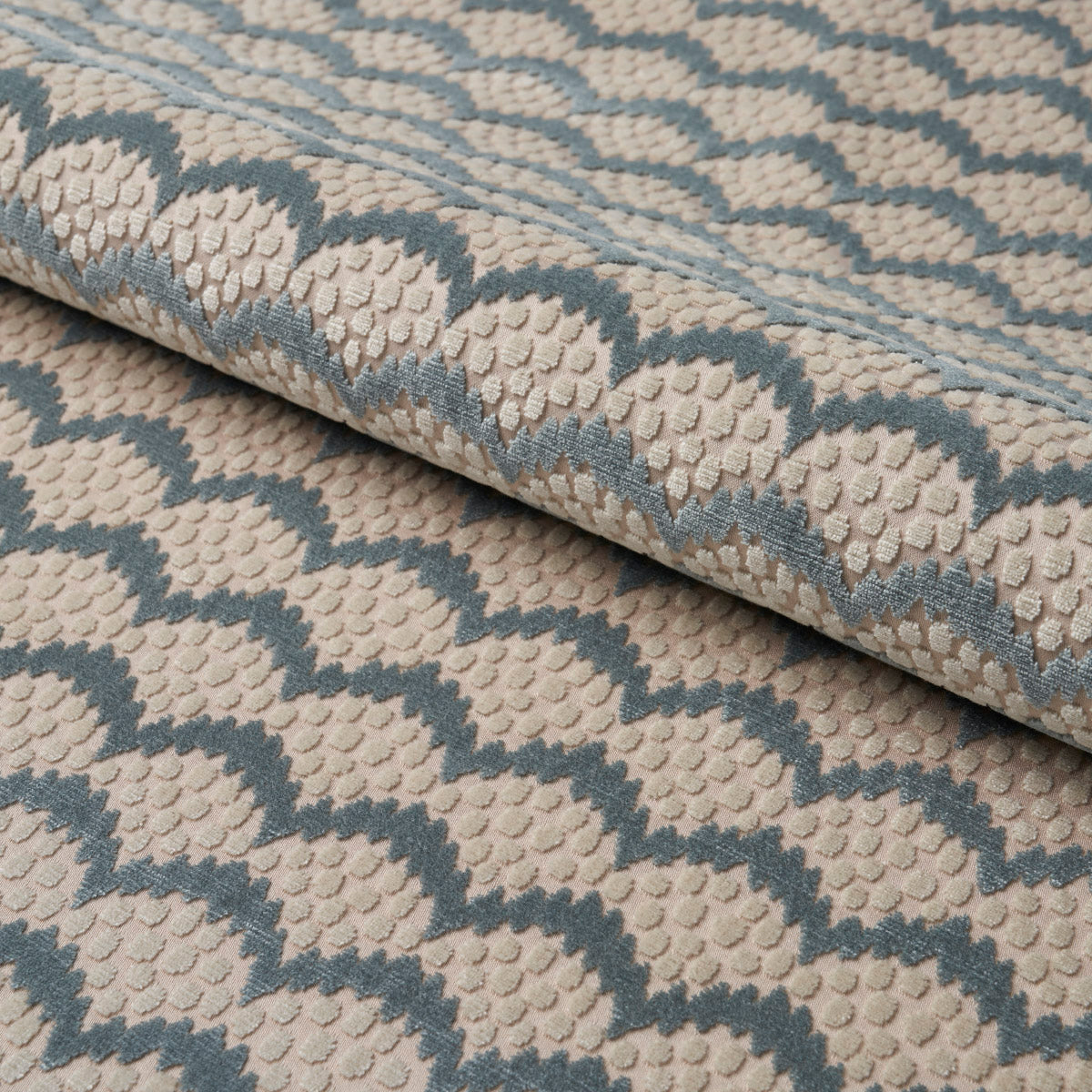 Pollen Cut Velvet fabric in soft jade color - pattern number 181420 - by Schumacher in the Neisha Crosland collection