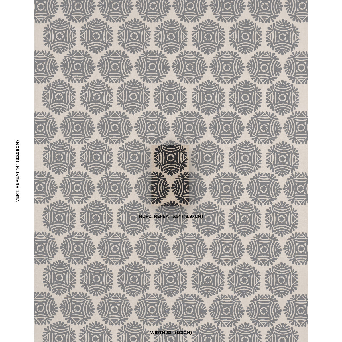 Gilded Star Hand Block fabric in black color - pattern number 181543 - by Schumacher in the Drusus Tabor collection
