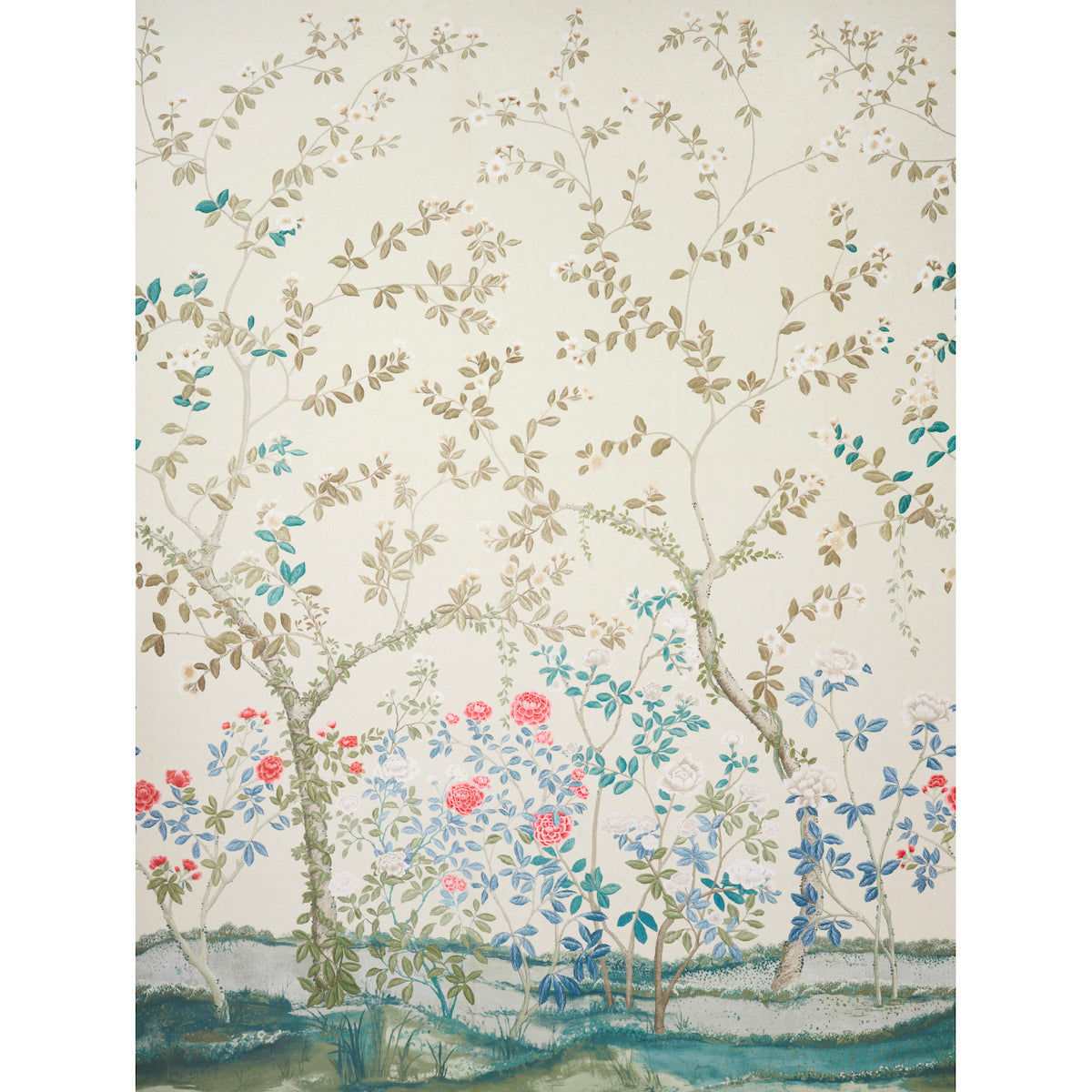 Madame De Pompadour Panel fabric in alabaster color - pattern number 181570 - by Schumacher in the Perennial Favorites collection