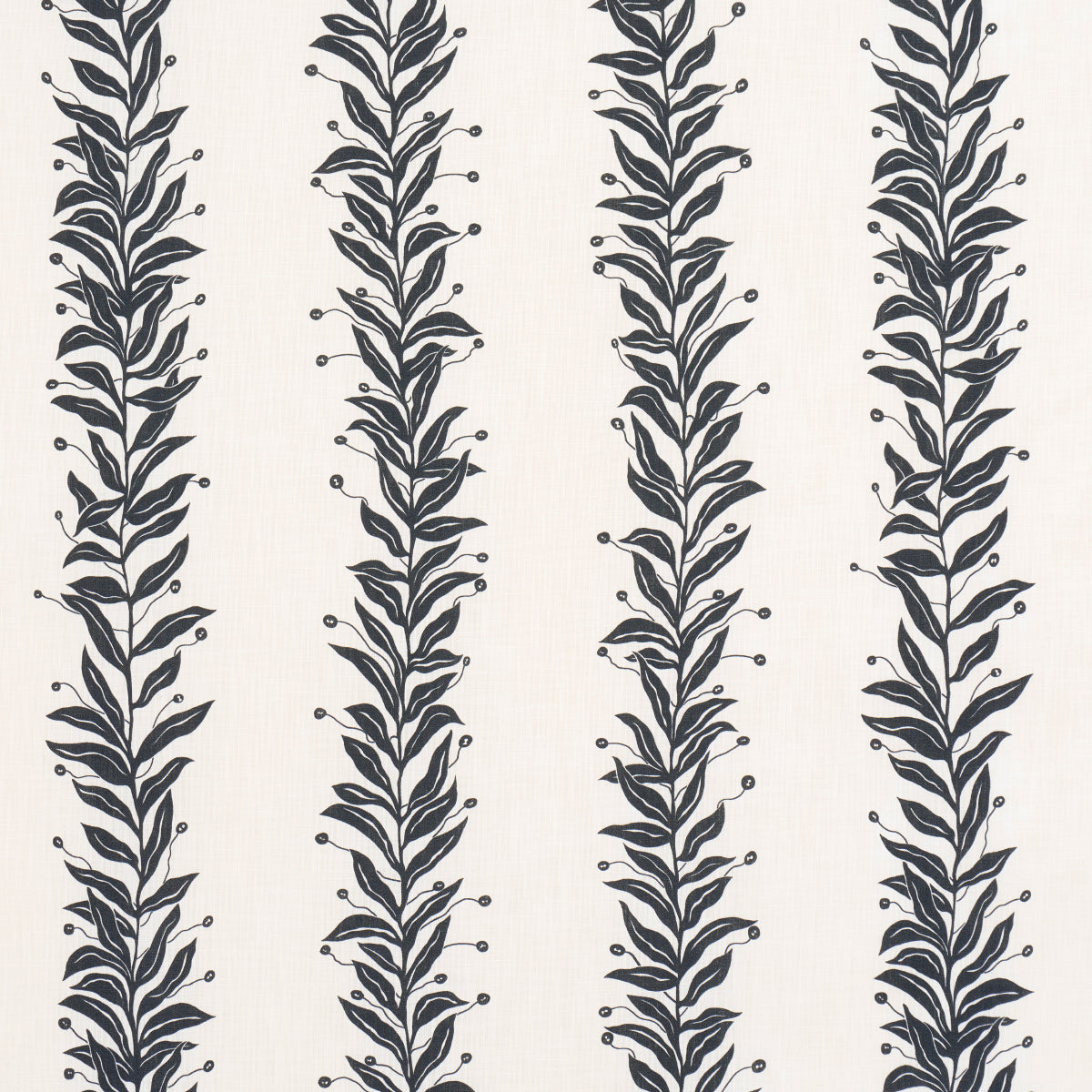 Tendril Stripe Indoor Outdoor fabric in black and cream color - pattern number 181671 - by Schumacher in the Marian Mcevoy collection