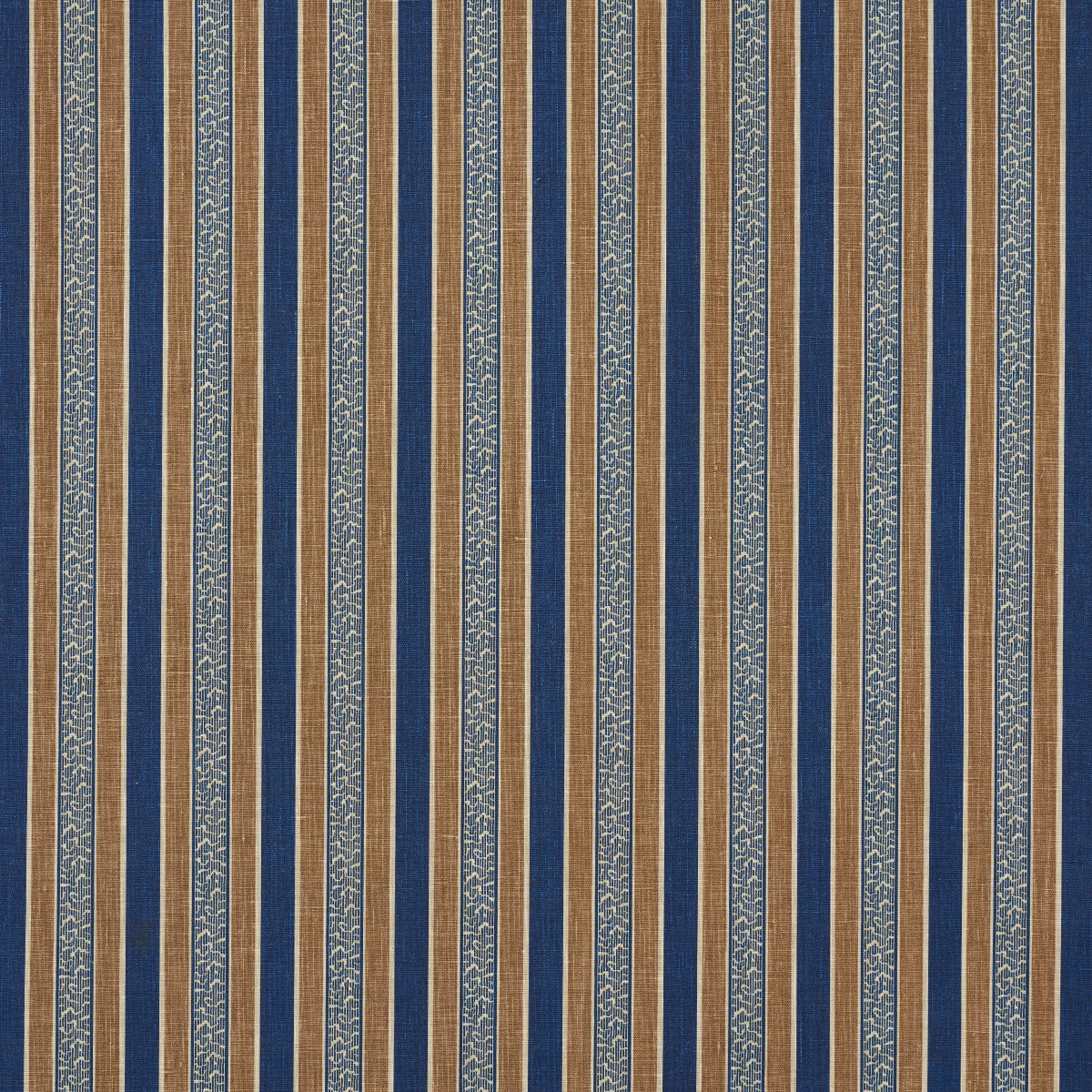 Auguste Stripe fabric in marine and cognac color - pattern number 181710 - by Schumacher in the Le Max collection