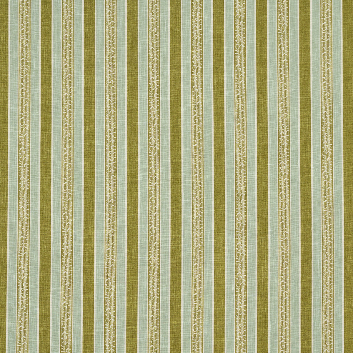 Auguste Stripe fabric in ciel and leaf color - pattern number 181711 - by Schumacher in the Le Max collection