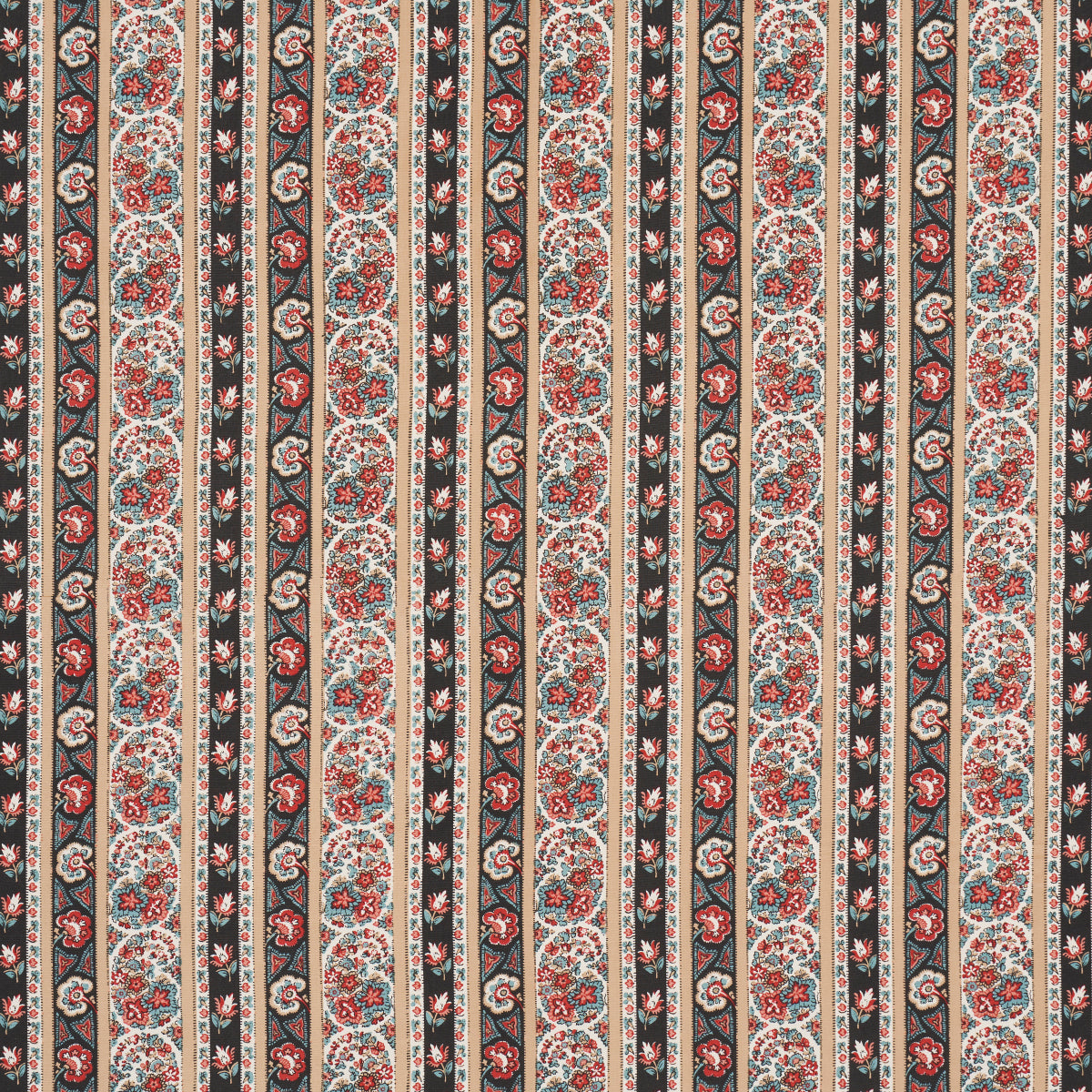 Ines Paisley fabric in rouge and noir color - pattern number 181750 - by Schumacher in the Le Max collection