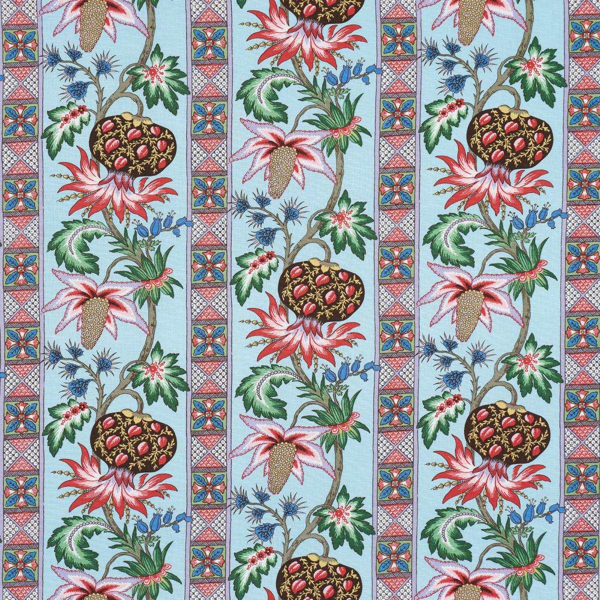 Bailey Botanical fabric in azure color - pattern number 181860 - by Schumacher in the Schumacher Classics collection