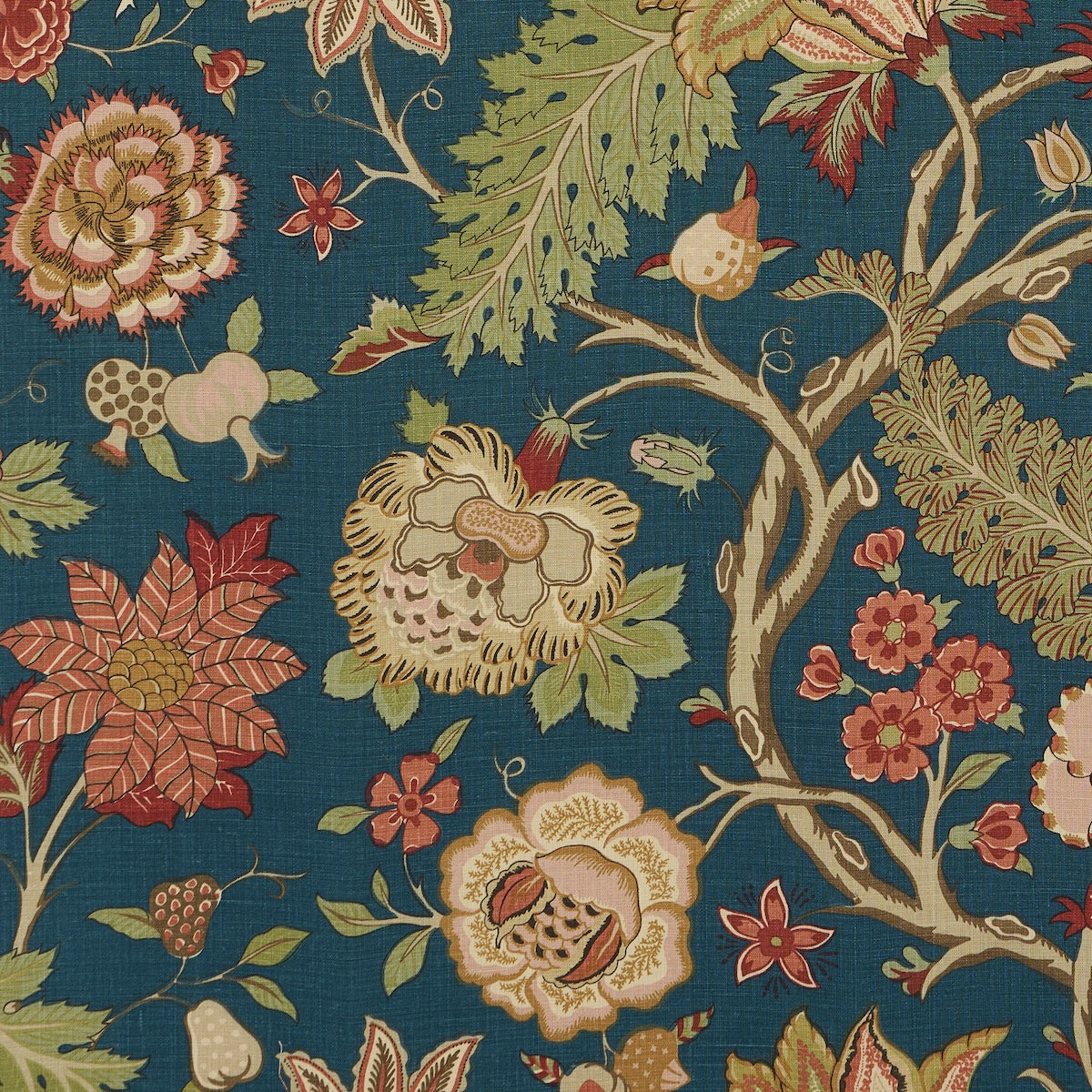 Darsy Tree Of Life fabric in peacock color - pattern number 181881 - by Schumacher in the Perennial Favorites collection