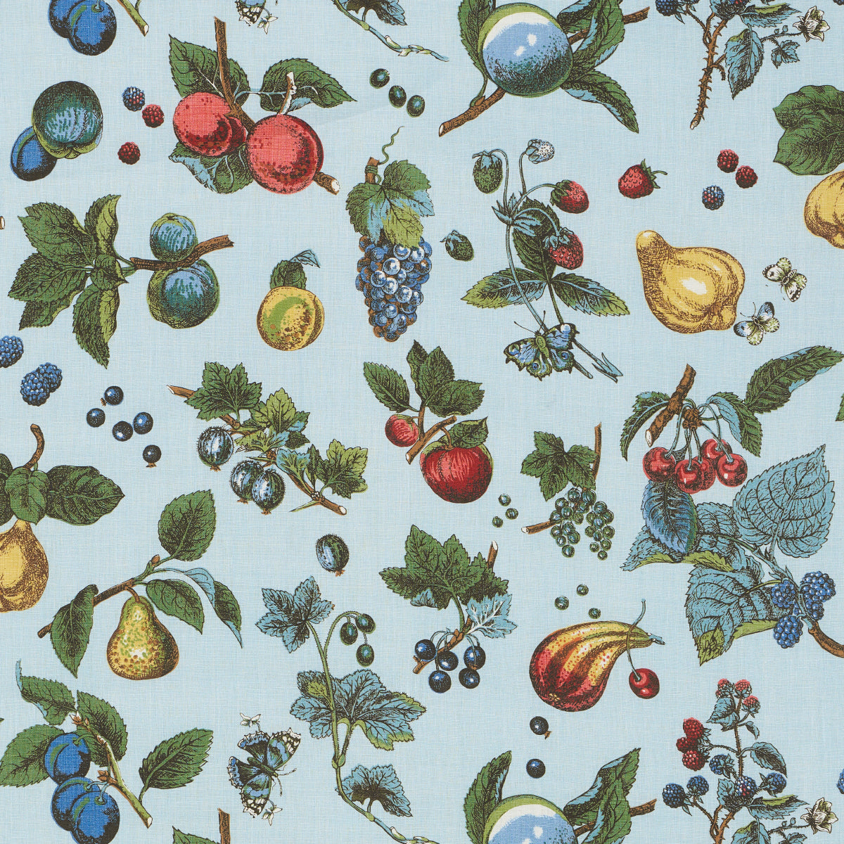 Berry Grove fabric in sky color - pattern number 181891 - by Schumacher in the Schumacher Classics collection