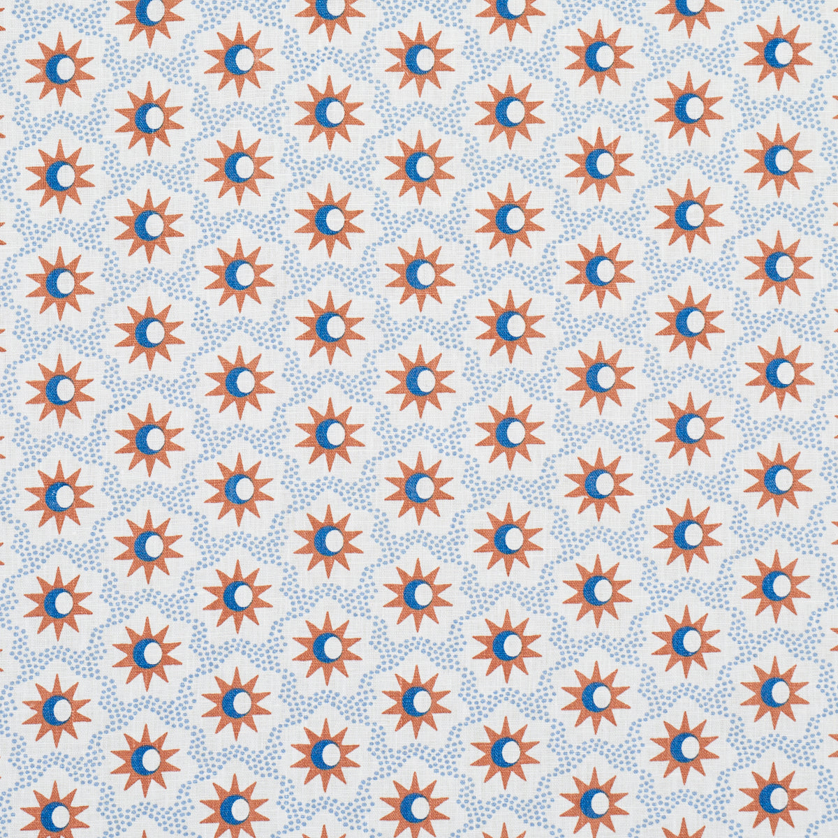 Lucie fabric in clay and blue color - pattern number 181942 - by Schumacher in the Domino Effect collection