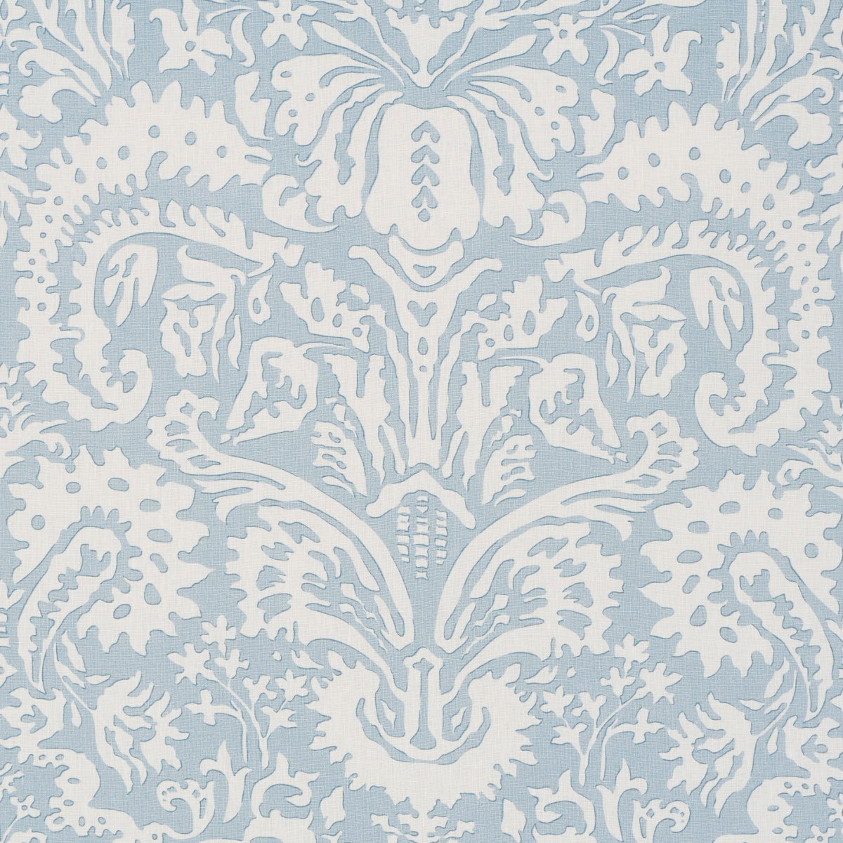 Suffolk Damask fabric in blue color - pattern number 182121 - by Schumacher in the Veere Grenney collection
