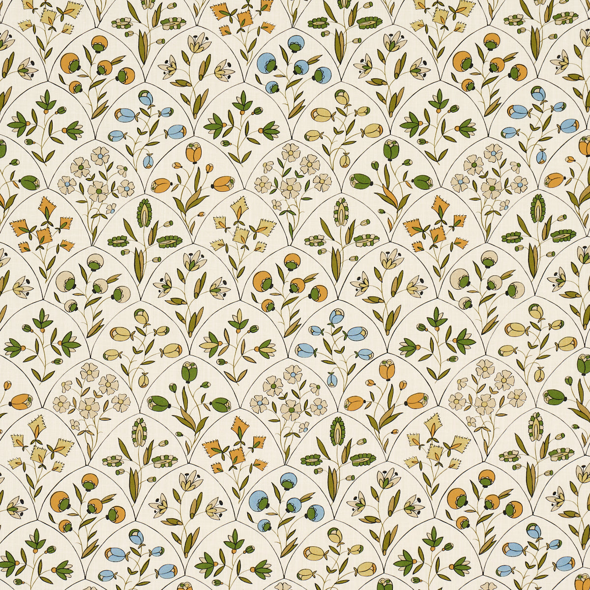 Frances Floral Indoor Outdoor fabric in document color - pattern number 182161 - by Schumacher in the Craft Revival collection