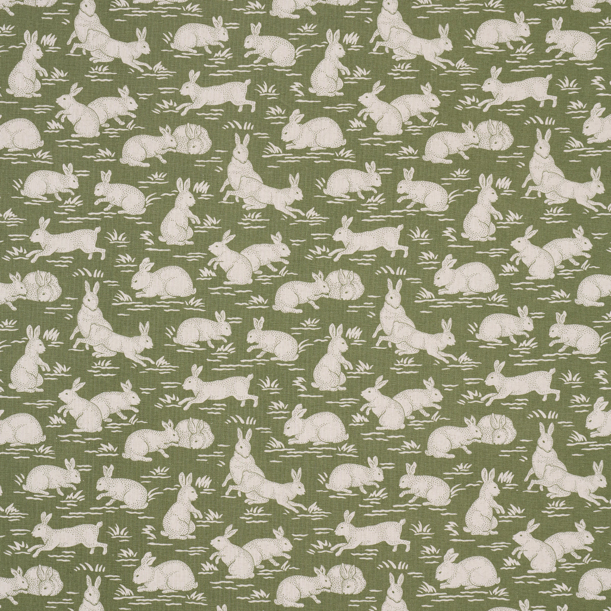 Cottontails fabric in moss color - pattern number 182240 - by Schumacher in the A Country Life collection