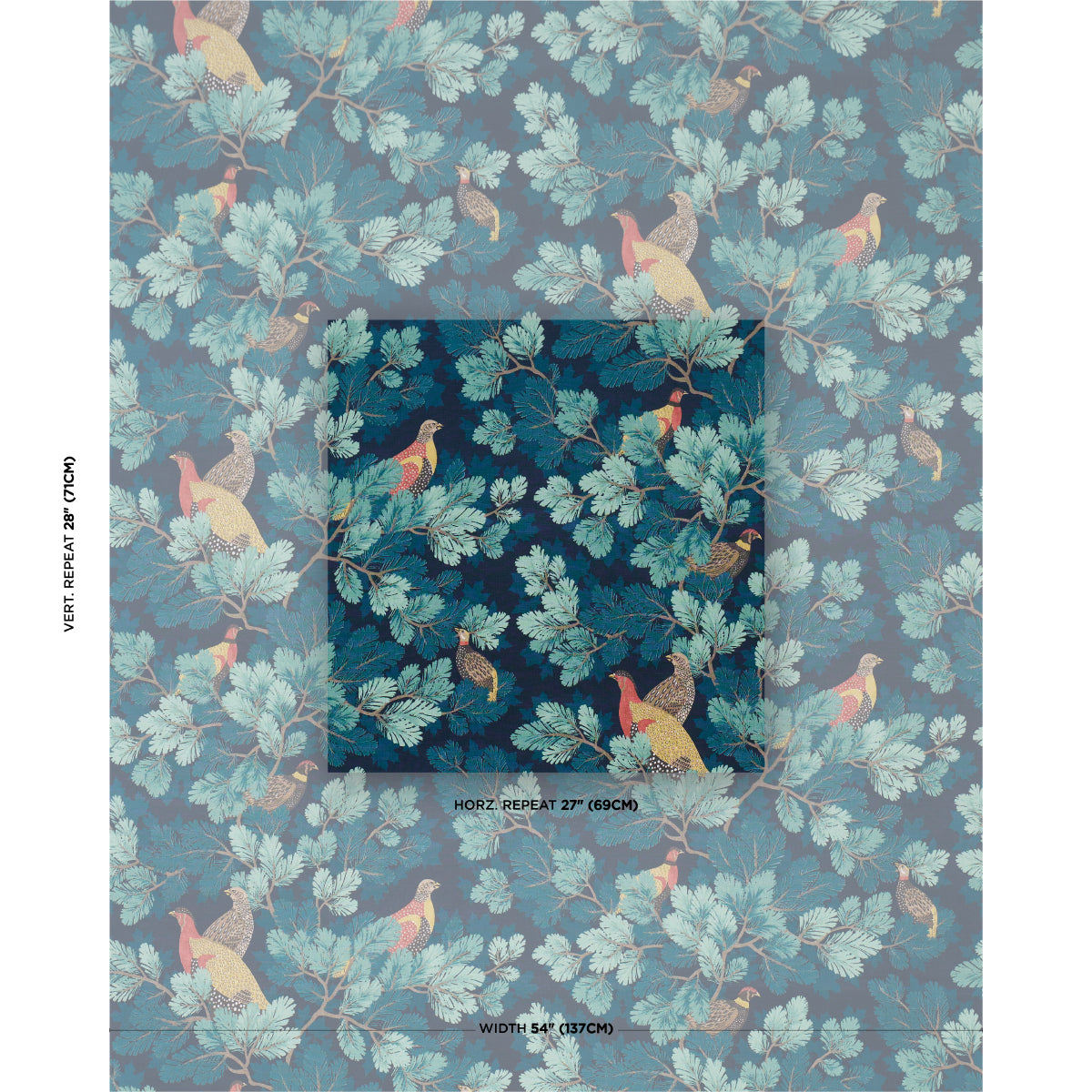 Covey Hedge fabric in midnight color - pattern number 182252 - by Schumacher in the A Country Life collection