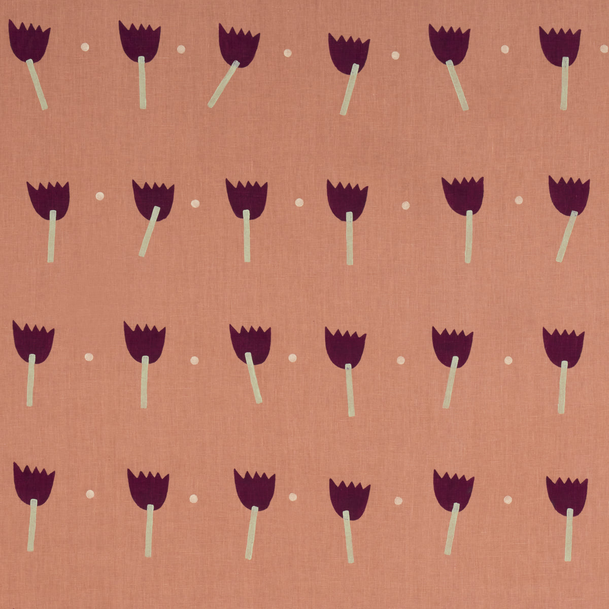 Tulip Play Hand Block Print fabric in violet on rust color - pattern number 182401 - by Schumacher in the Caroline Z Hurley collection