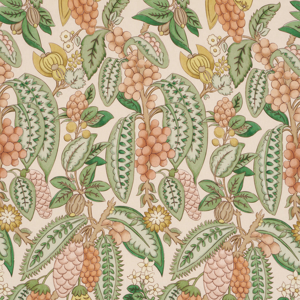 Fruits De Saison fabric in apricot color - pattern number 182482 - by Schumacher in the Timothy Corrigan collection
