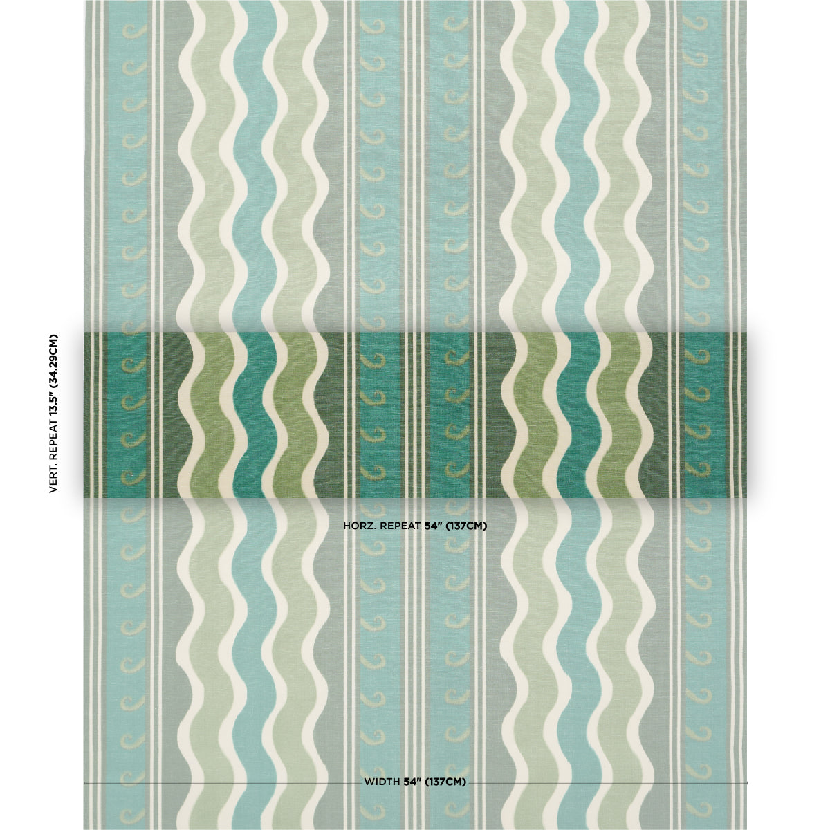 Roman Reverie fabric in teal & leaf color - pattern number 182630 - by Schumacher in the Laura Gonzalez collection