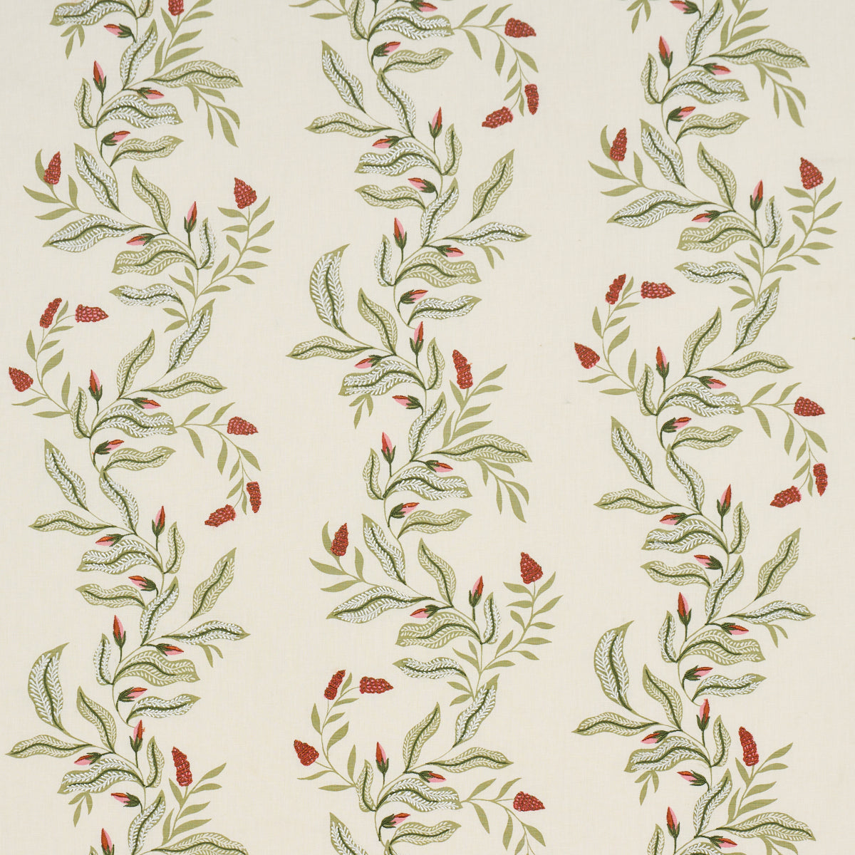 Vagary Vines fabric in watermelon color - pattern number 182642 - by Schumacher in the Laura Gonzalez collection