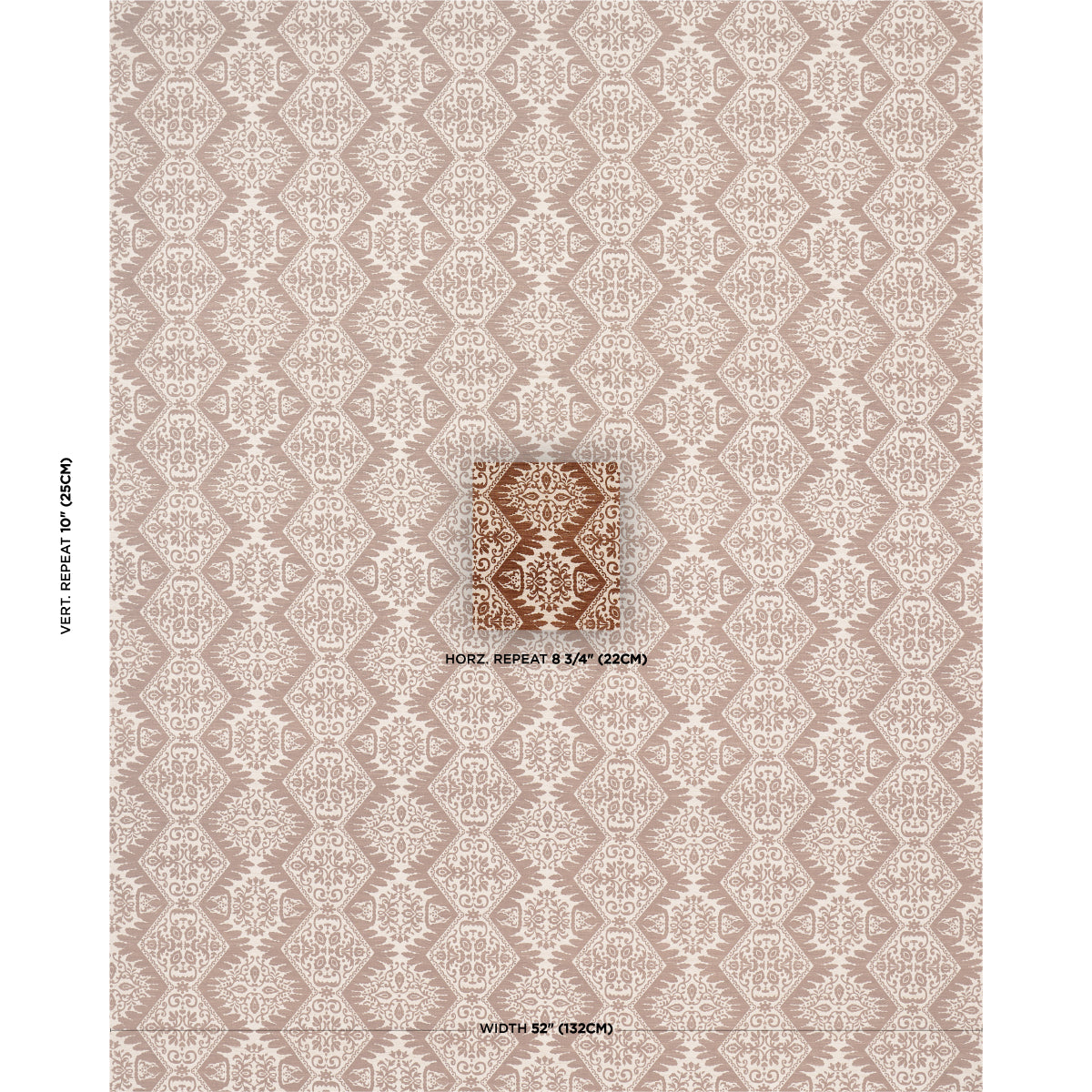Berkeley Hand Printed Silk fabric in chestnut color - pattern number 182700 - by Schumacher in the Williamsburg collection
