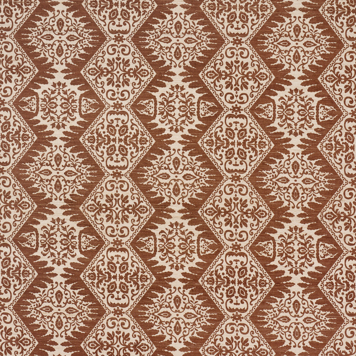 Berkeley Hand Printed Silk fabric in chestnut color - pattern number 182700 - by Schumacher in the Williamsburg collection