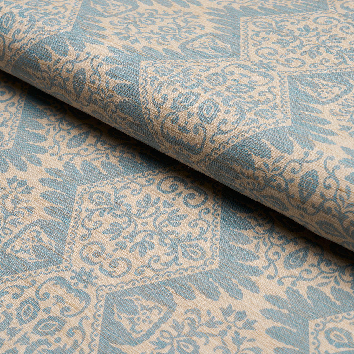 Berkeley Hand Printed Silk fabric in cornflower color - pattern number 182701 - by Schumacher in the Williamsburg collection