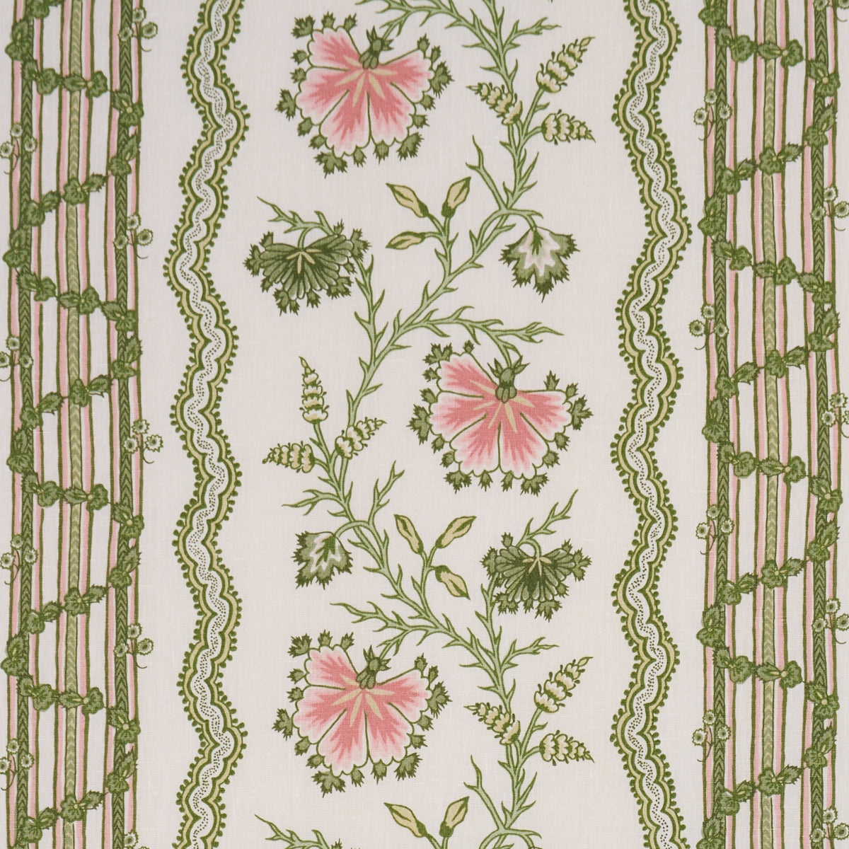 Parvati Floral Stripe fabric in petal color - pattern number 182711 - by Schumacher in the Williamsburg collection