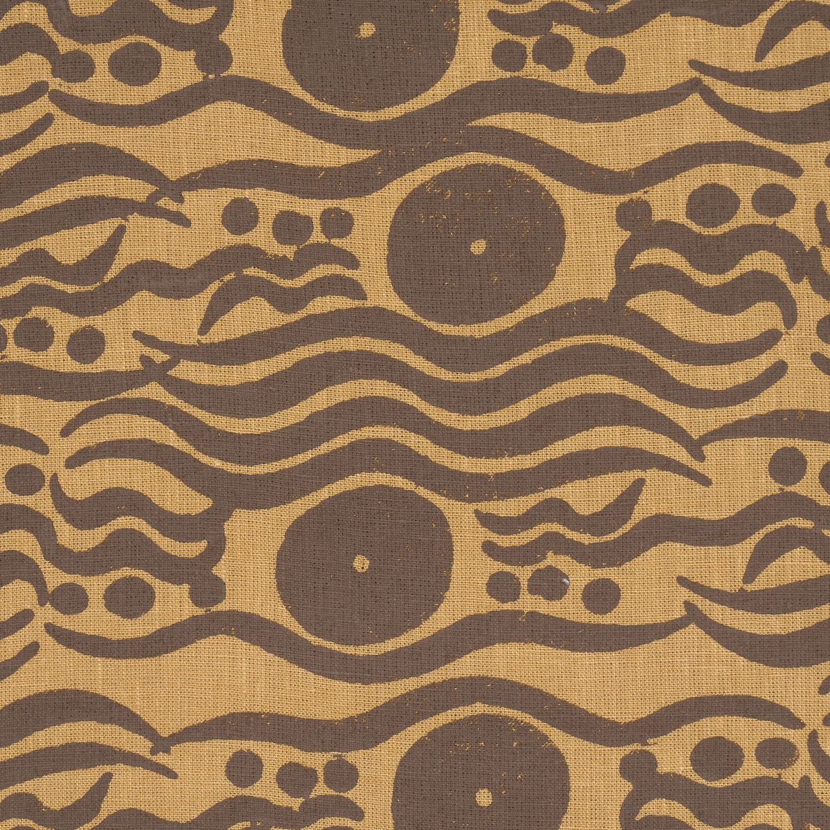 Bosphorus Hand Block fabric in ochre & brown color - pattern number 182740 - by Schumacher in the Drusus Tabor collection