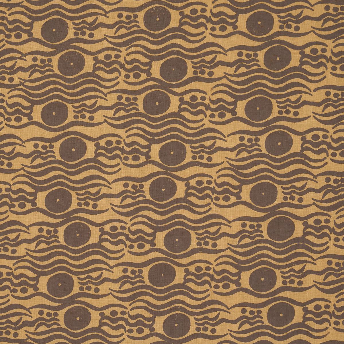 Bosphorus Hand Block fabric in ochre & brown color - pattern number 182740 - by Schumacher in the Drusus Tabor collection