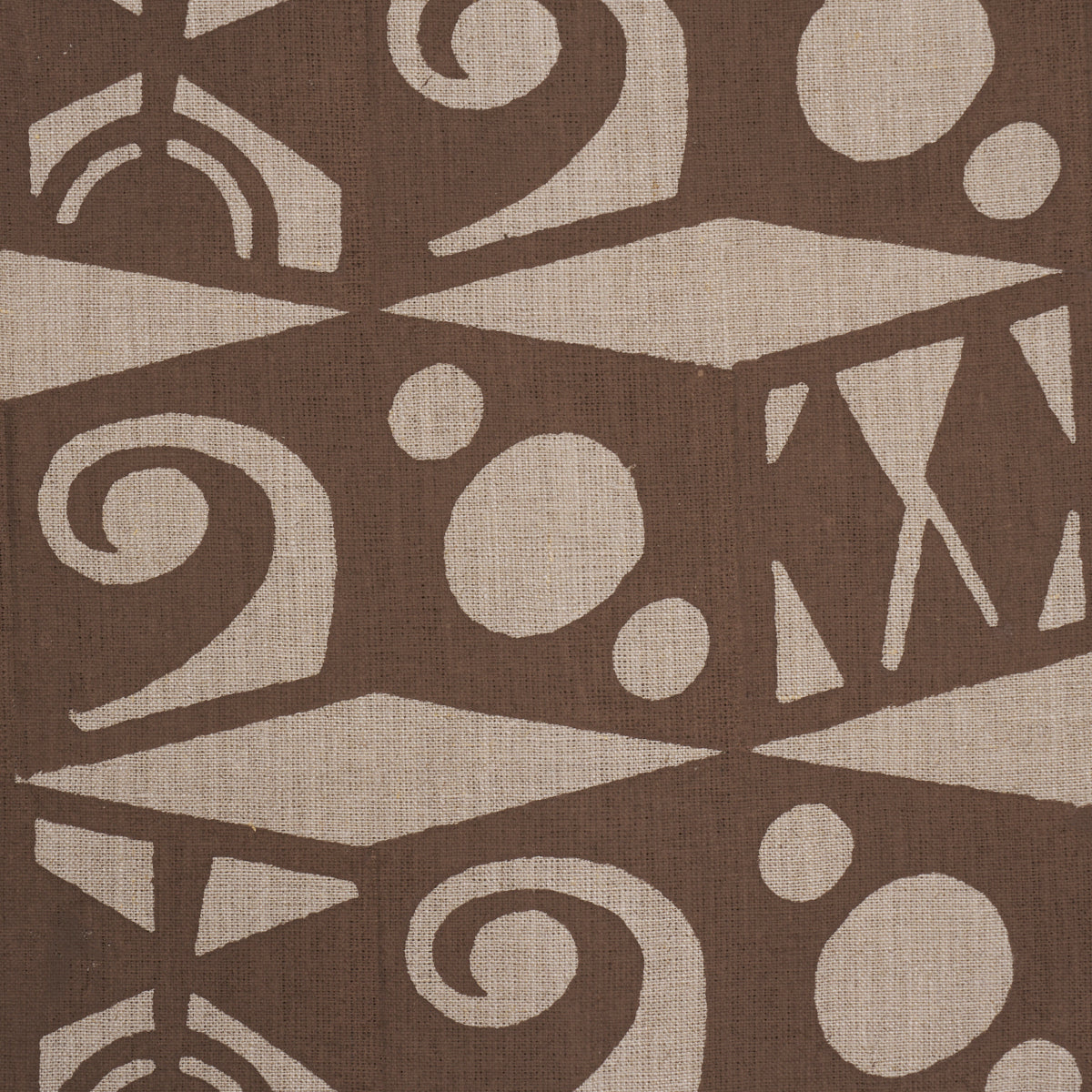 Tarot Hand Block fabric in brown color - pattern number 182760 - by Schumacher in the Drusus Tabor collection