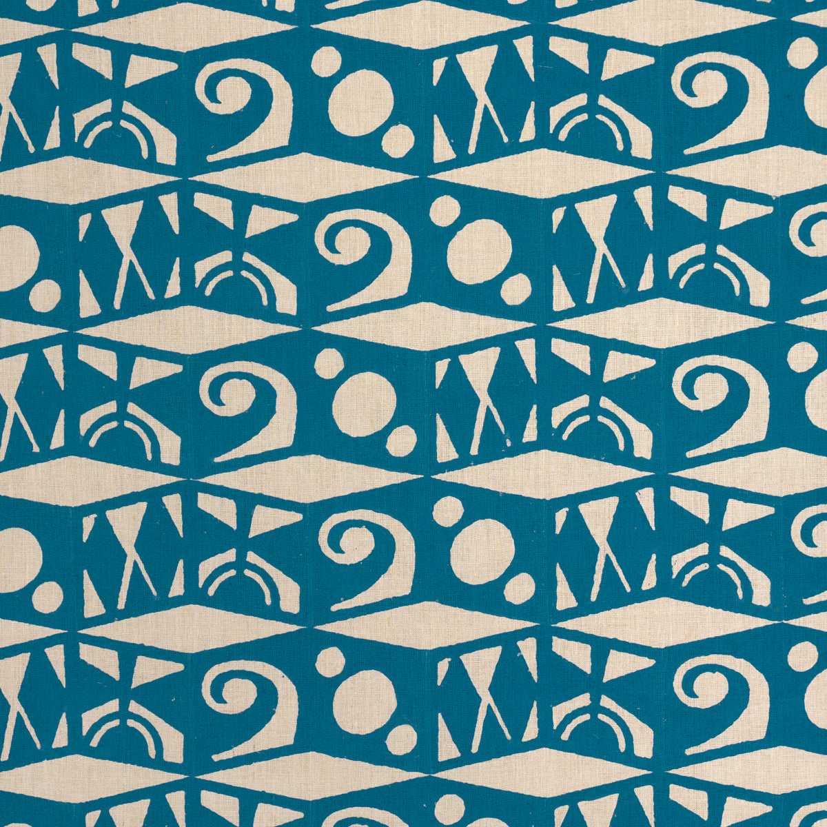 Tarot Hand Block fabric in mineral blue color - pattern number 182761 - by Schumacher in the Drusus Tabor collection