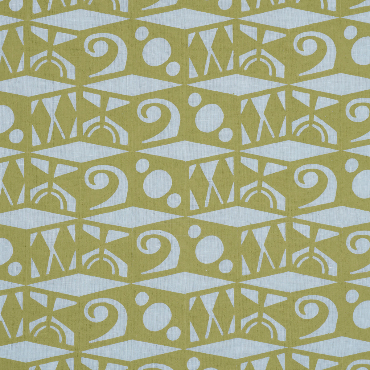 Tarot Hand Block fabric in sky & green color - pattern number 182762 - by Schumacher in the Drusus Tabor collection