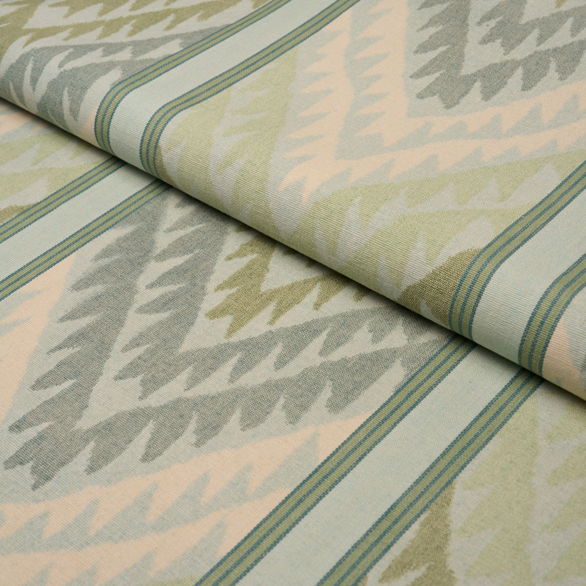 Shabba Warp Print fabric in leaf color - pattern number 182770 - by Schumacher in the True Stripes collection