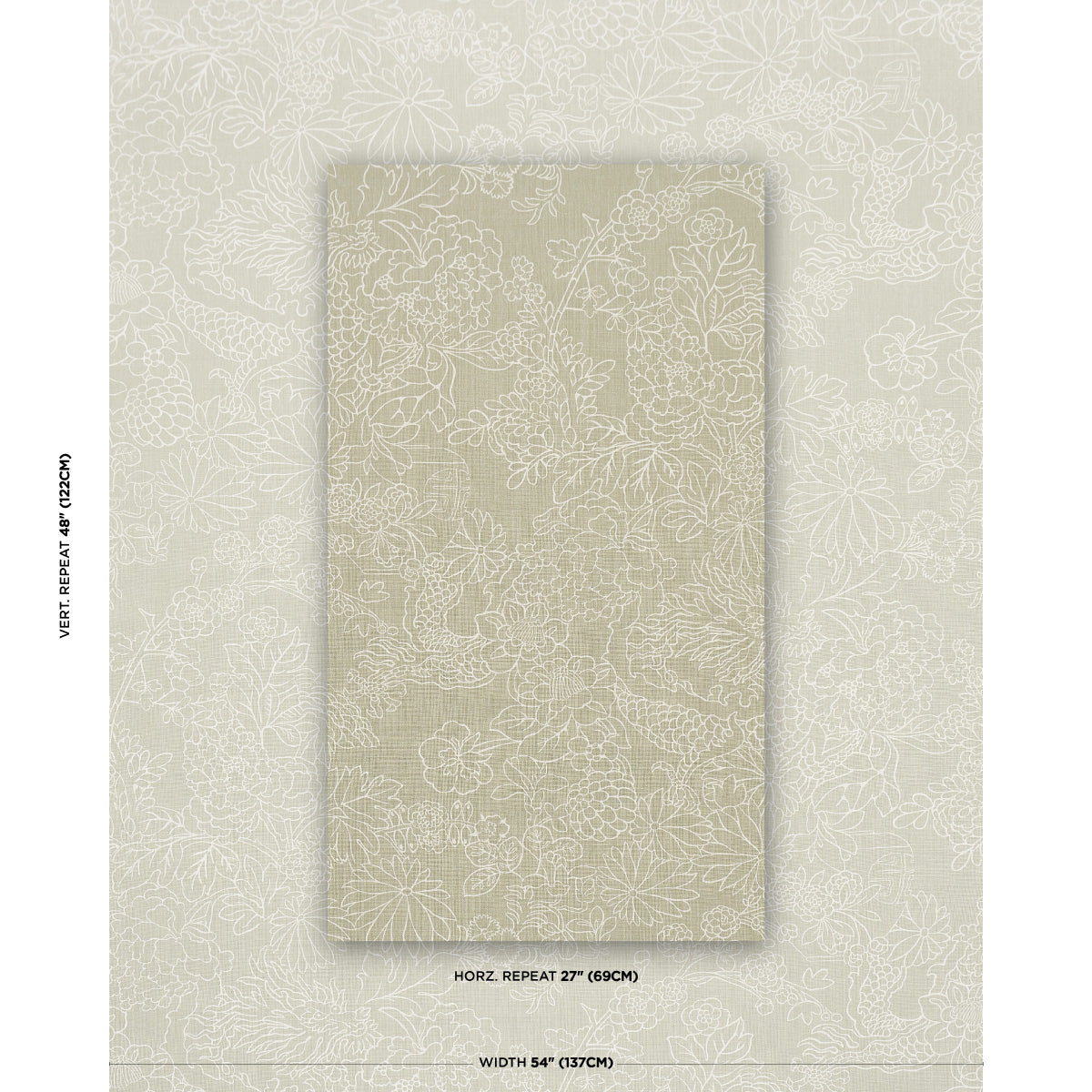 Chiang Mai Dragon Silhouette fabric in almond dust color - pattern number 182780 - by Schumacher in the Atelier Paris collection