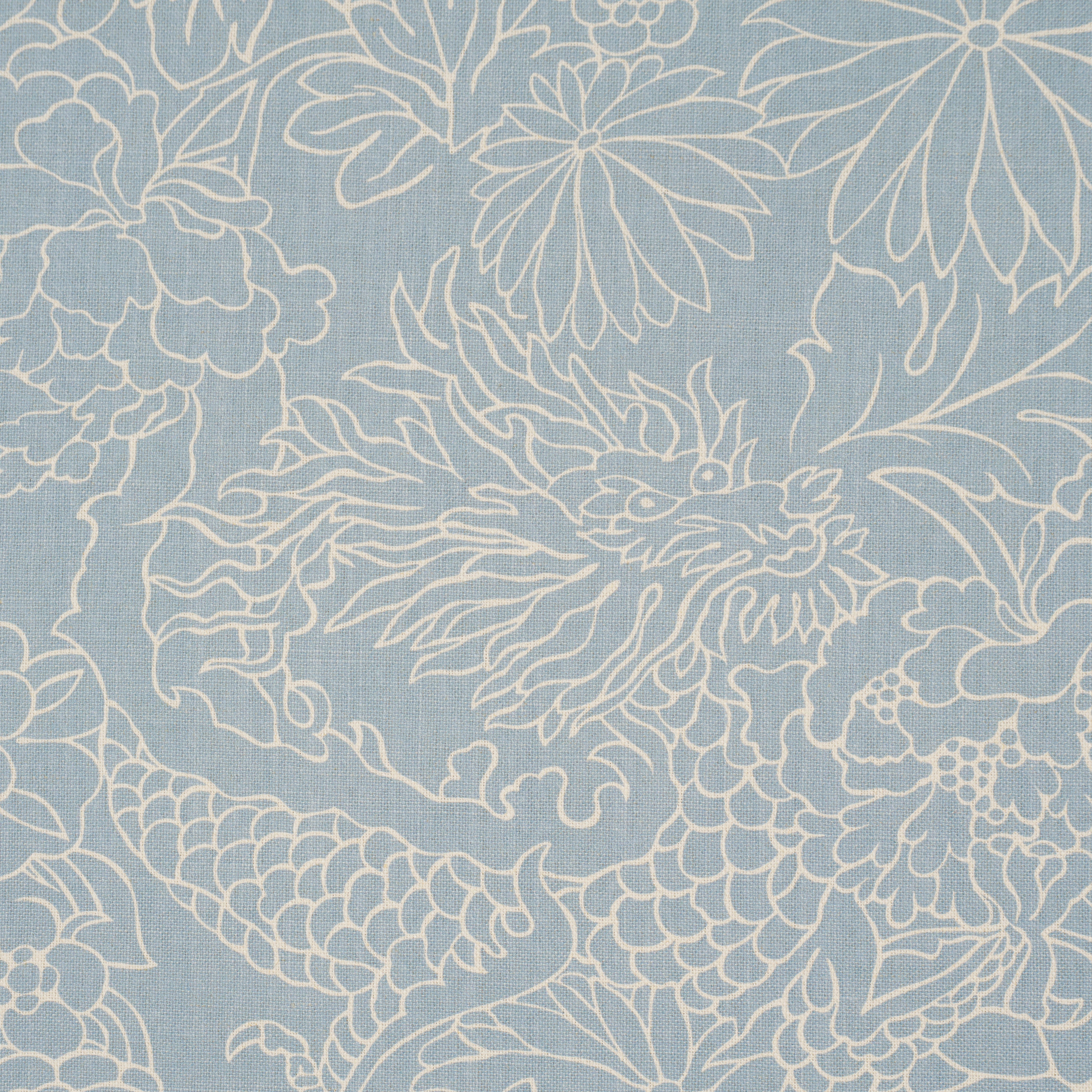 Chiang Mai Dragon Silhouette fabric in ciel de provence color - pattern number 182782 - by Schumacher in the Atelier Paris collection