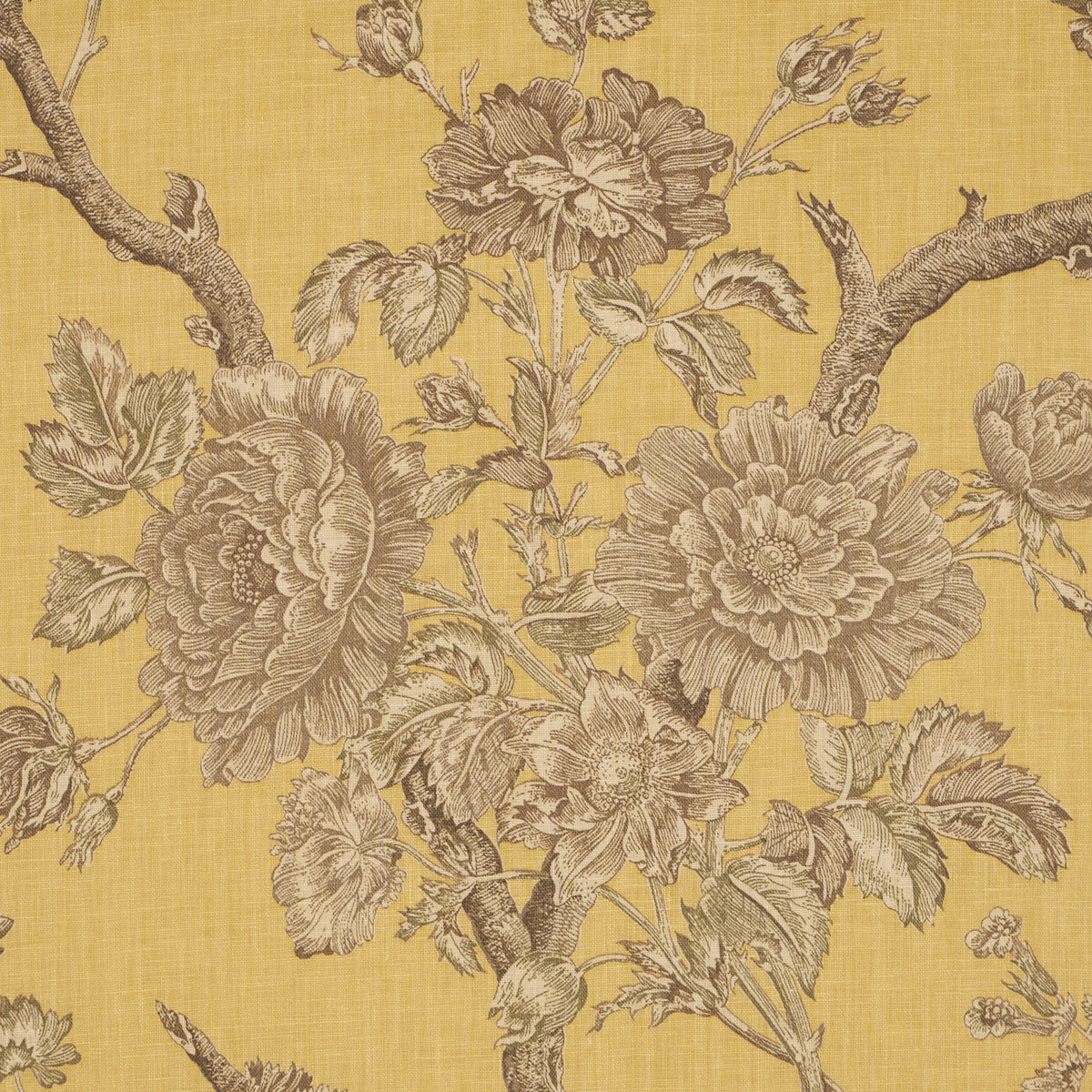 Inverness Garden fabric in buttercup color - pattern number 182831 - by Schumacher in the A Country Life collection