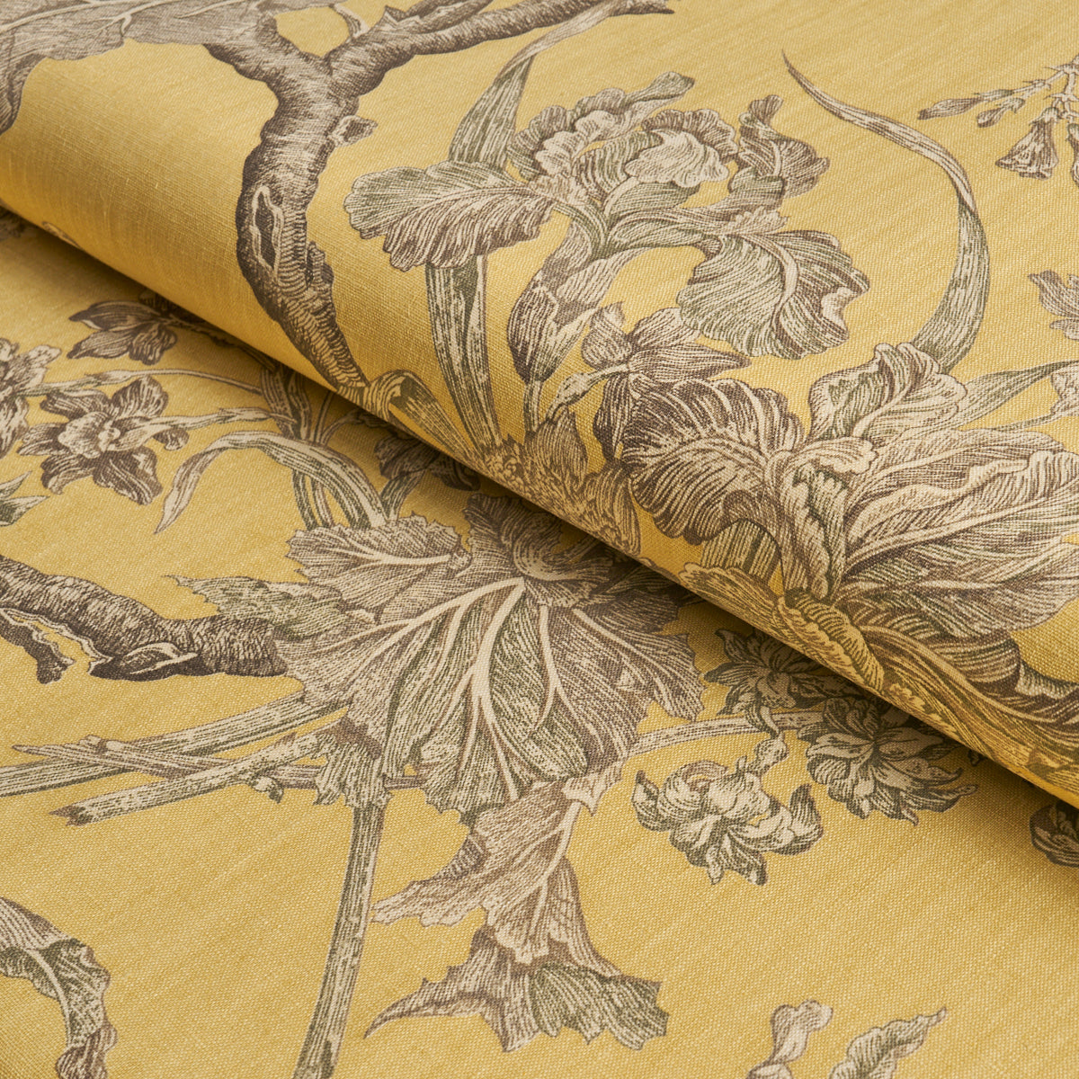Inverness Garden fabric in buttercup color - pattern number 182831 - by Schumacher in the A Country Life collection