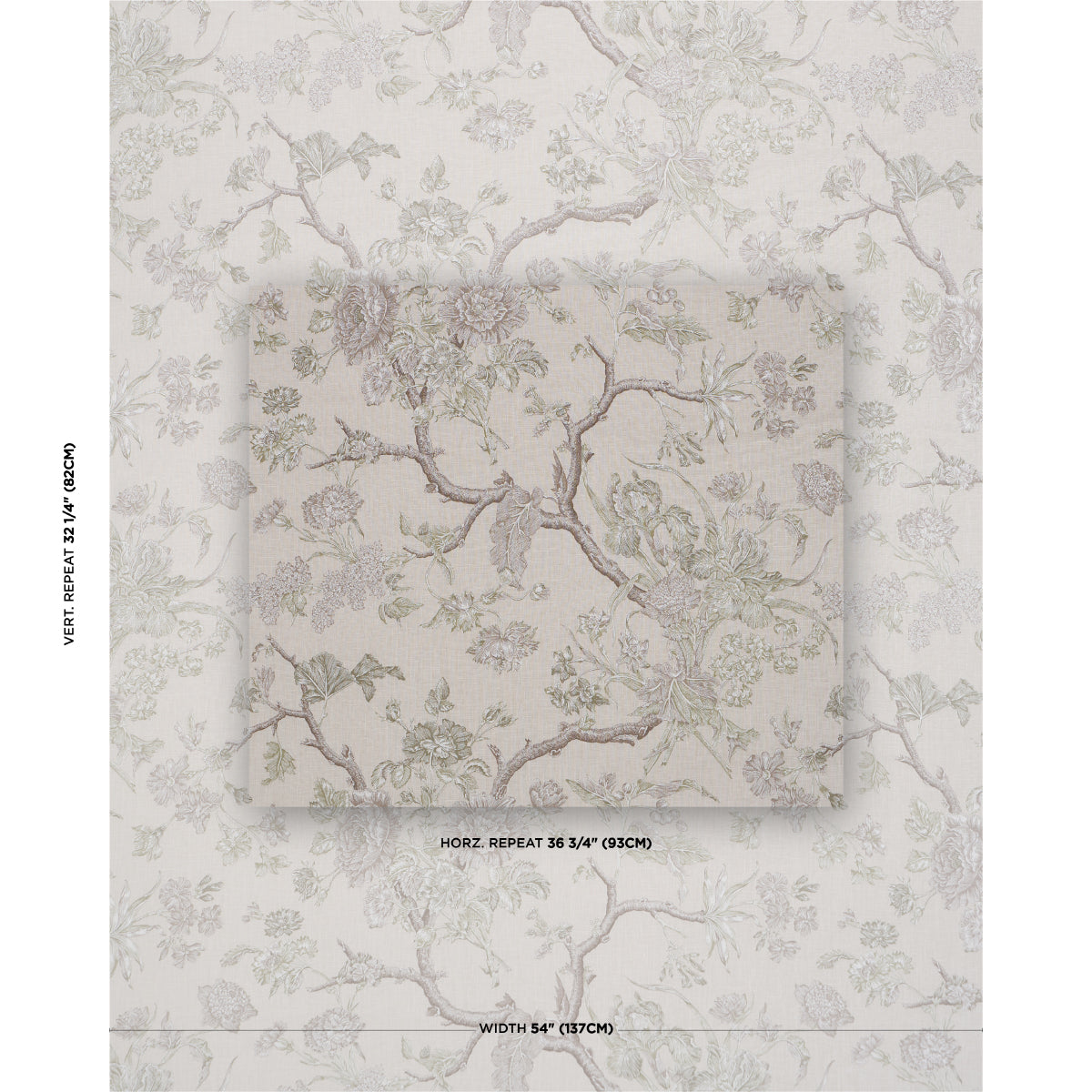 Inverness Garden fabric in ivory color - pattern number 182832 - by Schumacher in the A Country Life collection