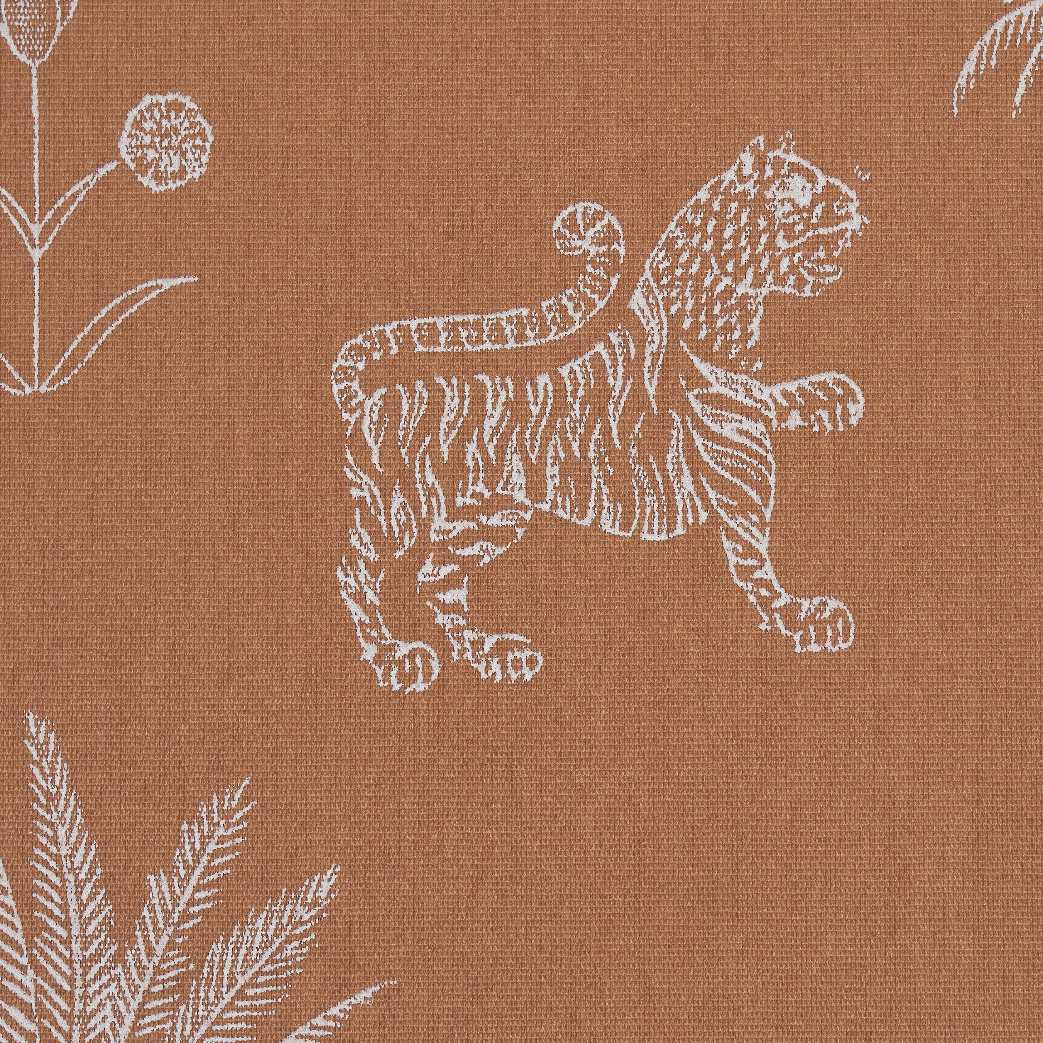 Tiger Palm Silhouette Outdoor fabric in mediterranean spice color - pattern number 182840 - by Schumacher in the Atelier Paris collection