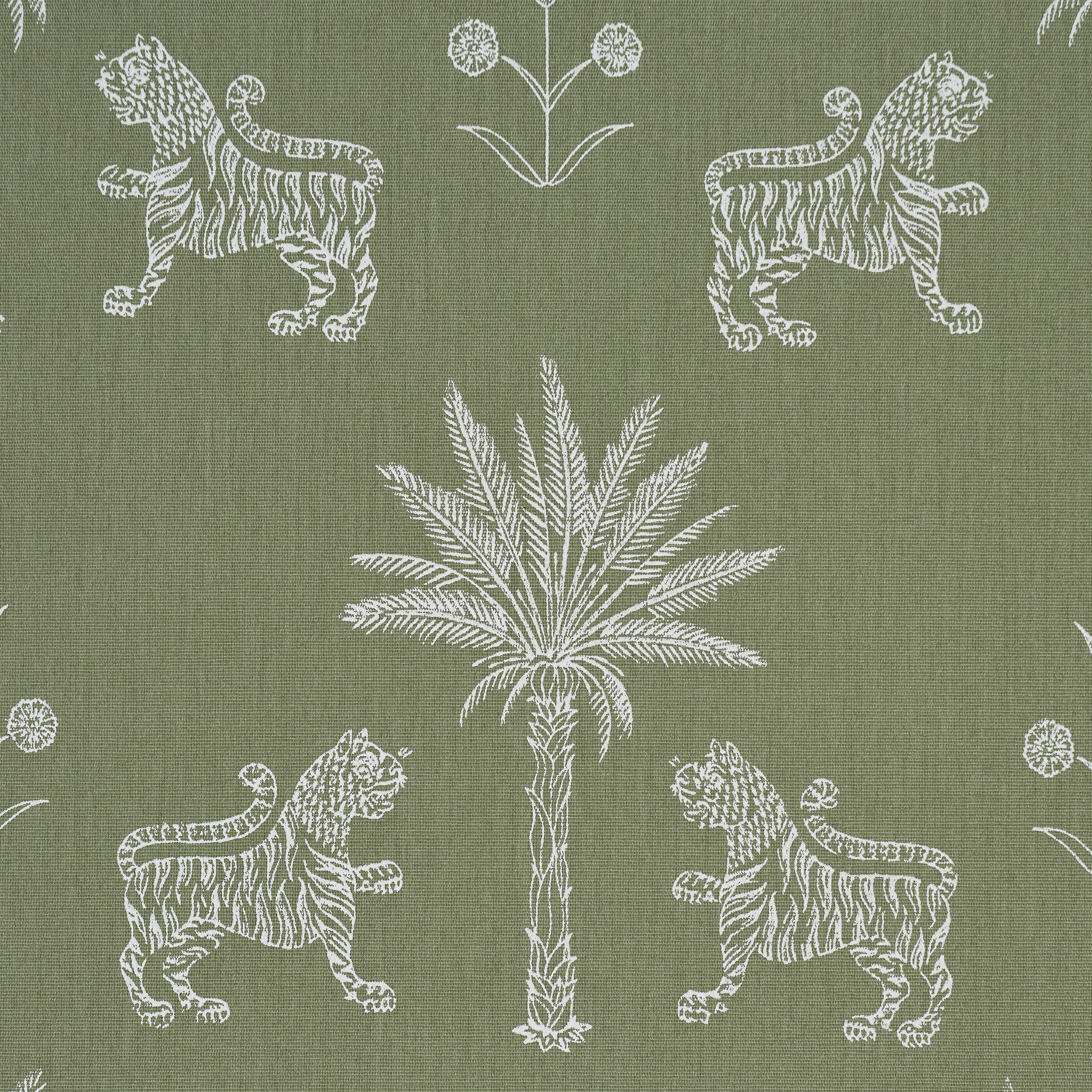 Tiger Palm Silhouette Outdoor fabric in sage color - pattern number 182841 - by Schumacher in the Atelier Paris collection