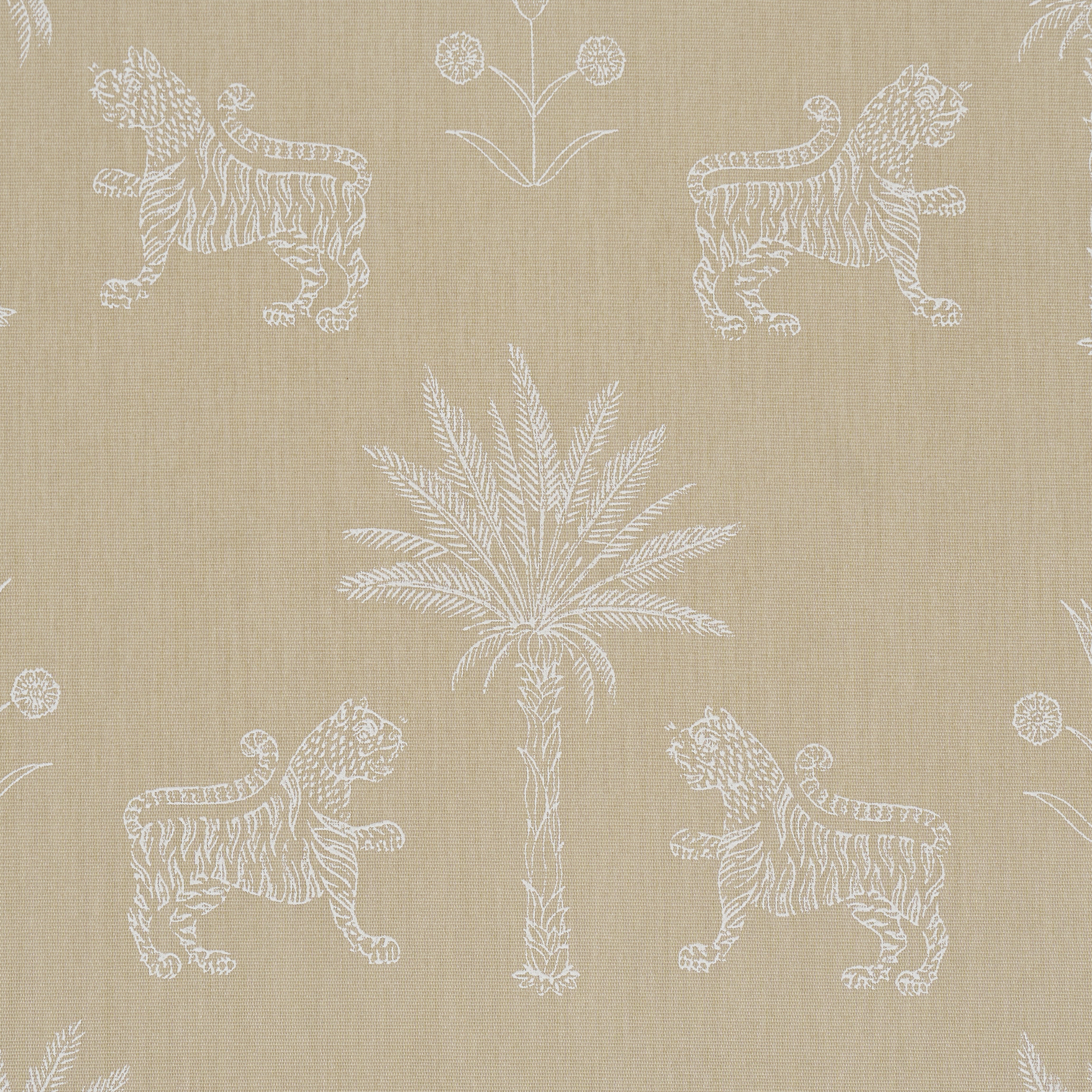 Tiger Palm Silhouette Outdoor fabric in mistral sand color - pattern number 182842 - by Schumacher in the Atelier Paris collection