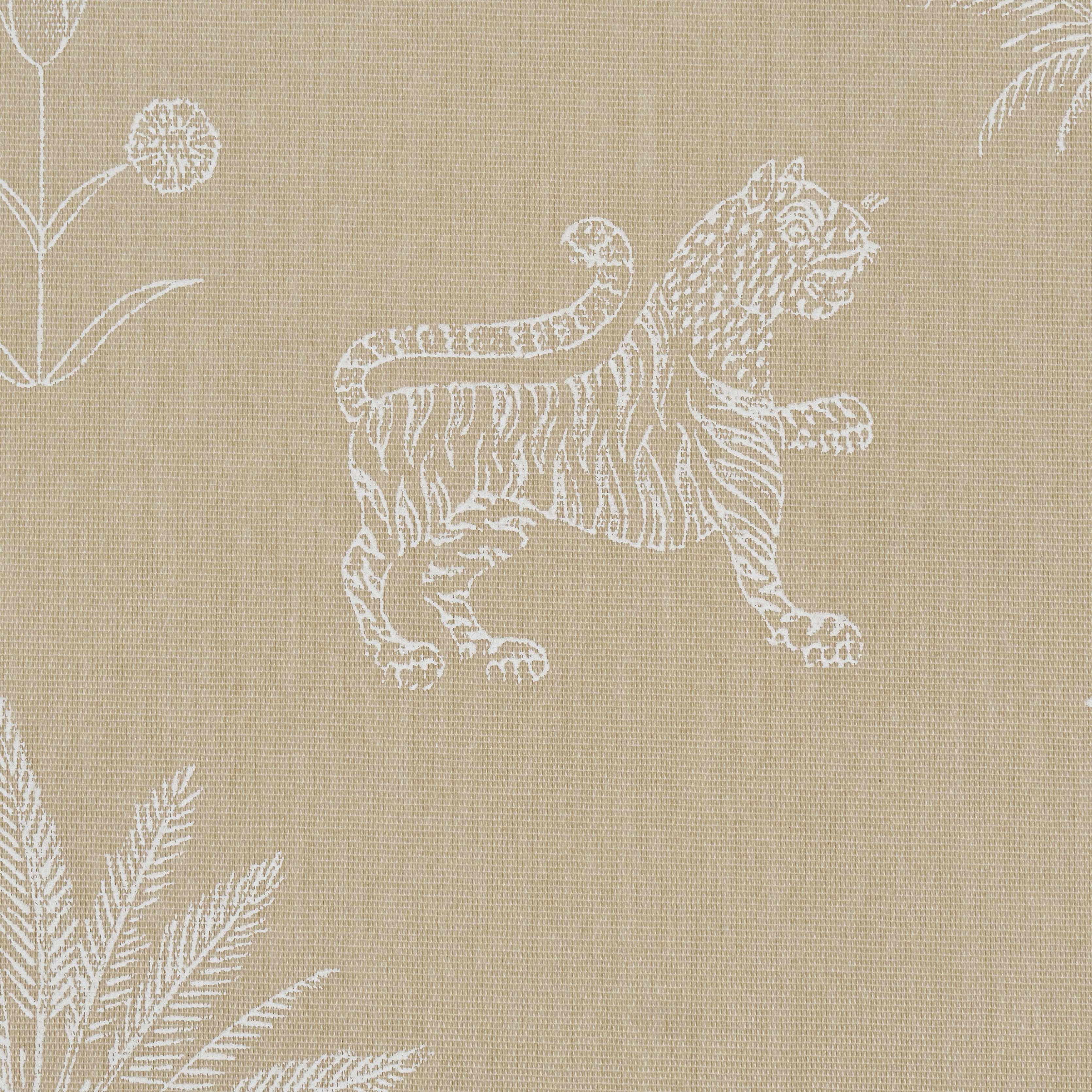 Tiger Palm Silhouette Outdoor fabric in mistral sand color - pattern number 182842 - by Schumacher in the Atelier Paris collection